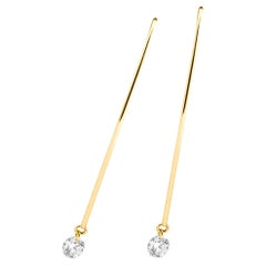 Alex Jona, boucles d'oreilles pendantes en or jaune 18 carats avec diamants blancs flottants