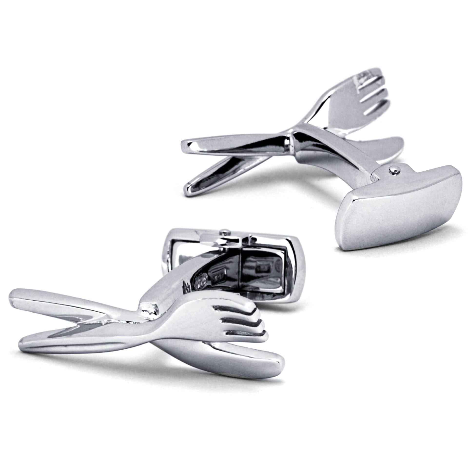 Men's Alex Jona Fork & Knife Sterling Silver Cufflinks For Sale