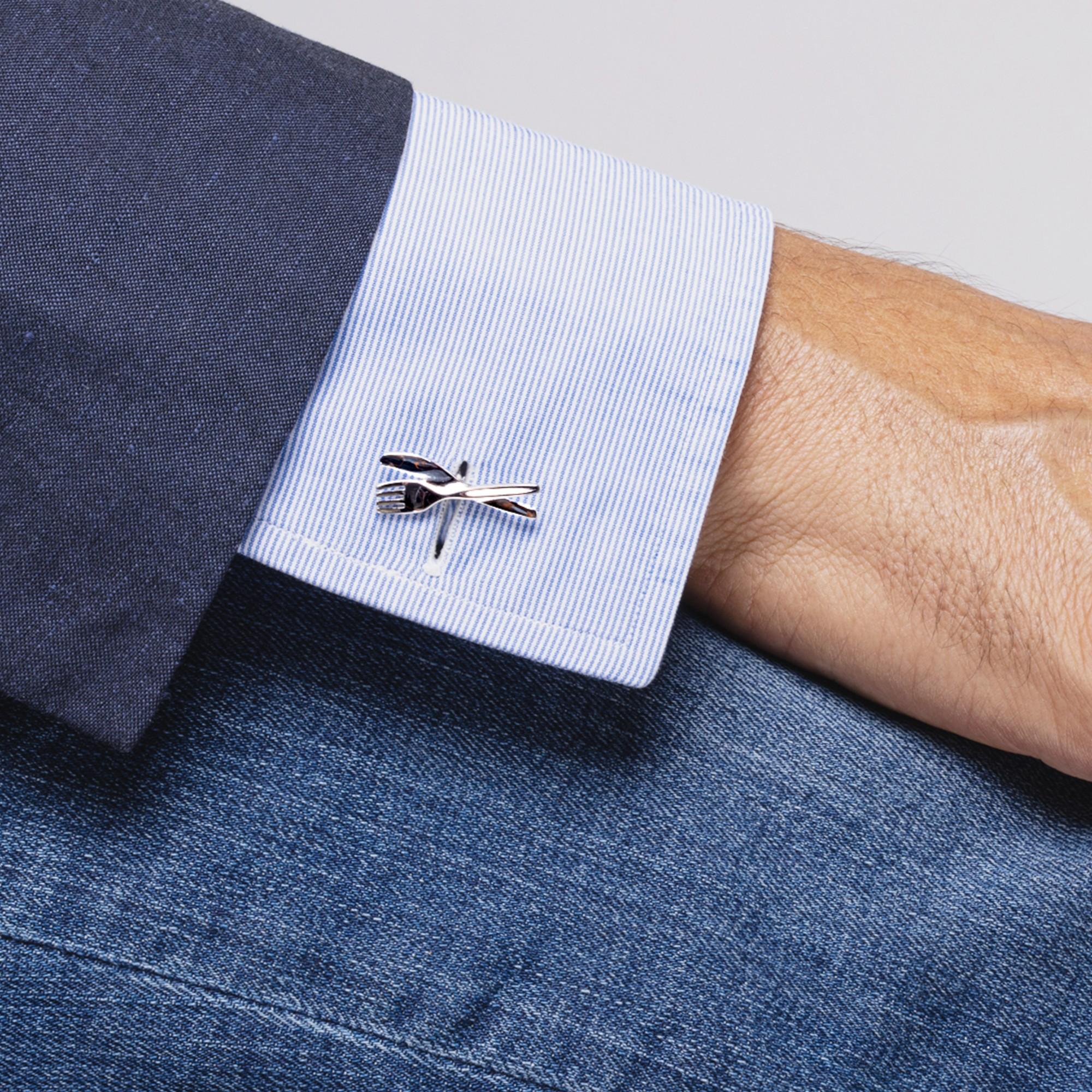 Alex Jona Fork & Knife Sterling Silver Cufflinks For Sale 1