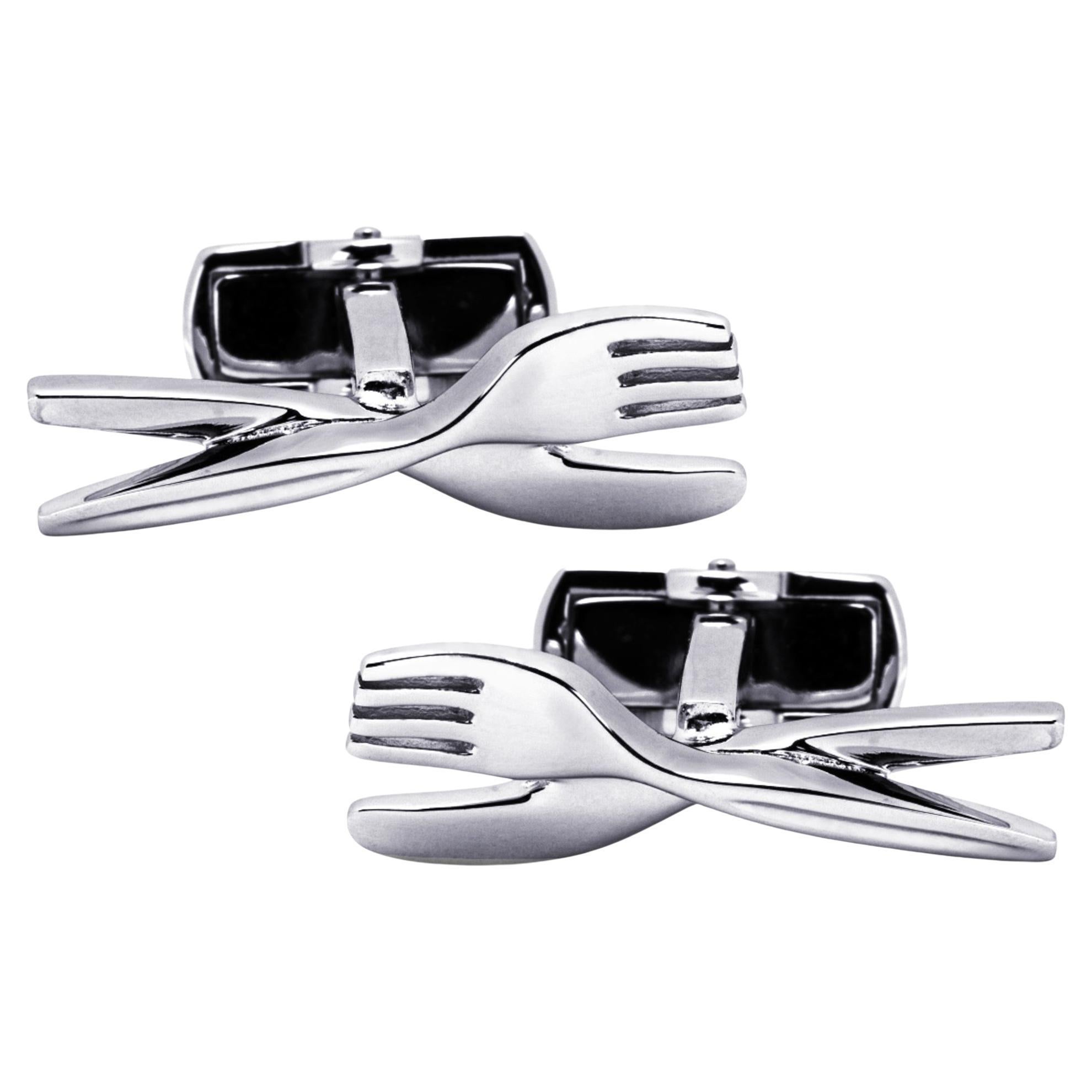Alex Jona Fork & Knife Sterling Silver Cufflinks For Sale