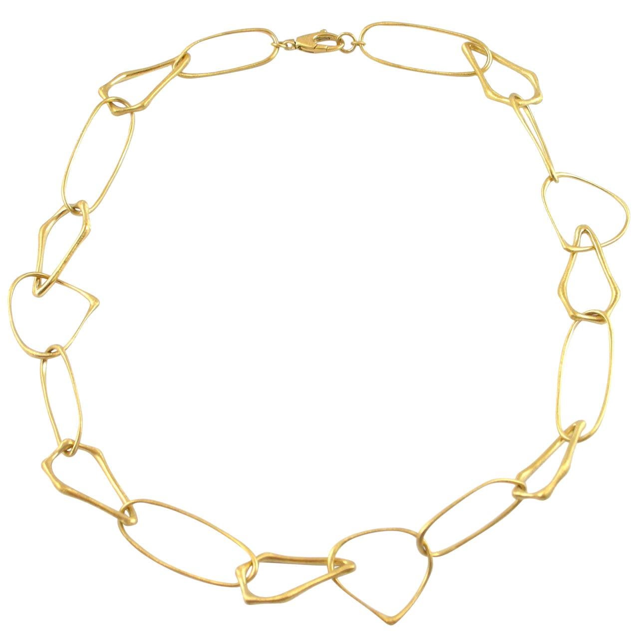 Alex Jona Free-Form 18 Karat Yellow Gold Link Chain Necklace