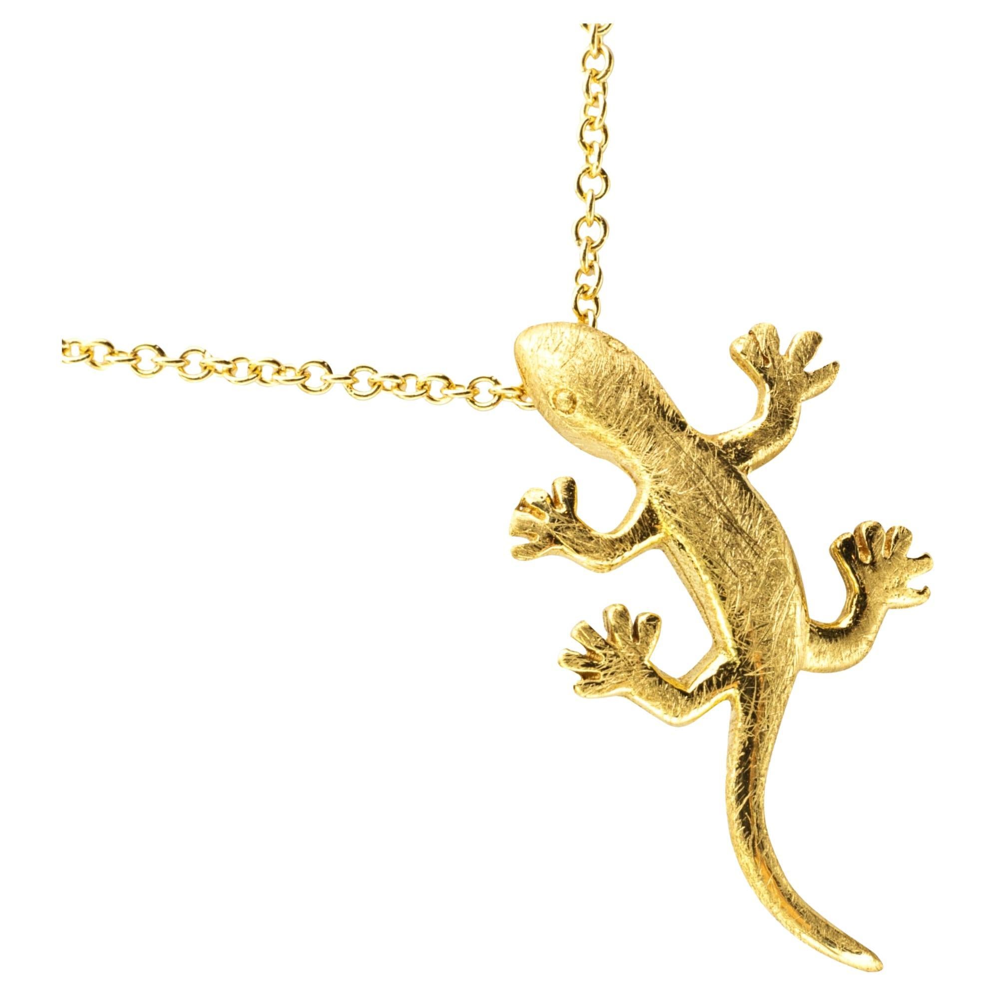 Alex Jona Gecko Eidechse Halskette aus 18 Karat Gelbgold im Angebot