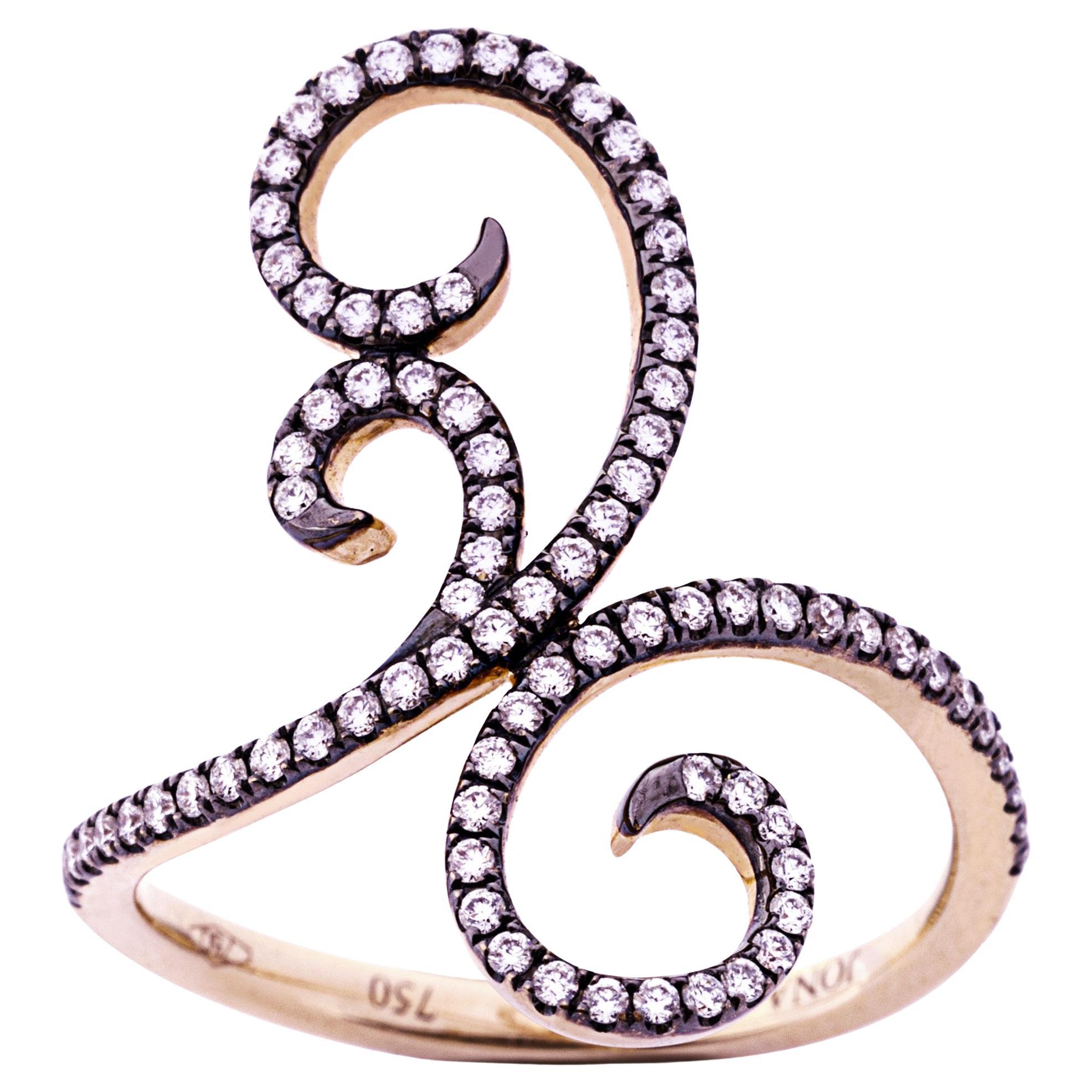 Alex Jona Ghirigori White Diamond 18 Karat Rose Gold Ring For Sale