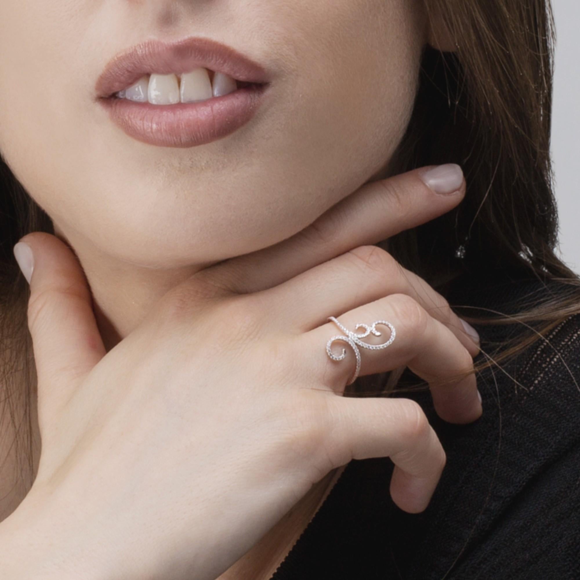 Women's Alex Jona Ghirigori White Diamond 18 Karat White Gold Ring For Sale