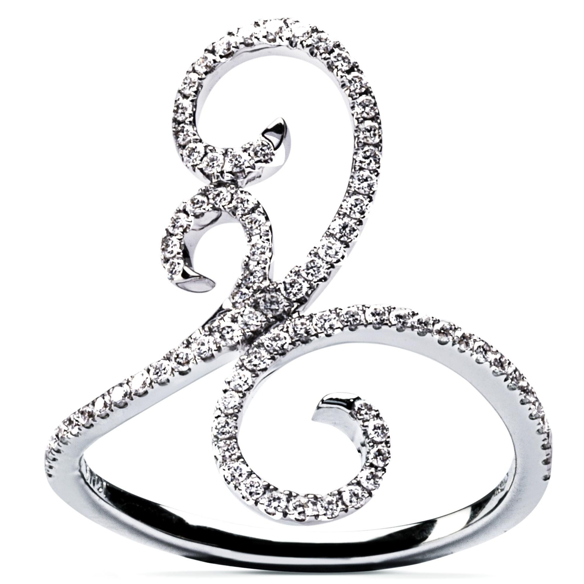 Rose Cut Alex Jona Ghirigori White Diamond 18 Karat White Gold Ring For Sale