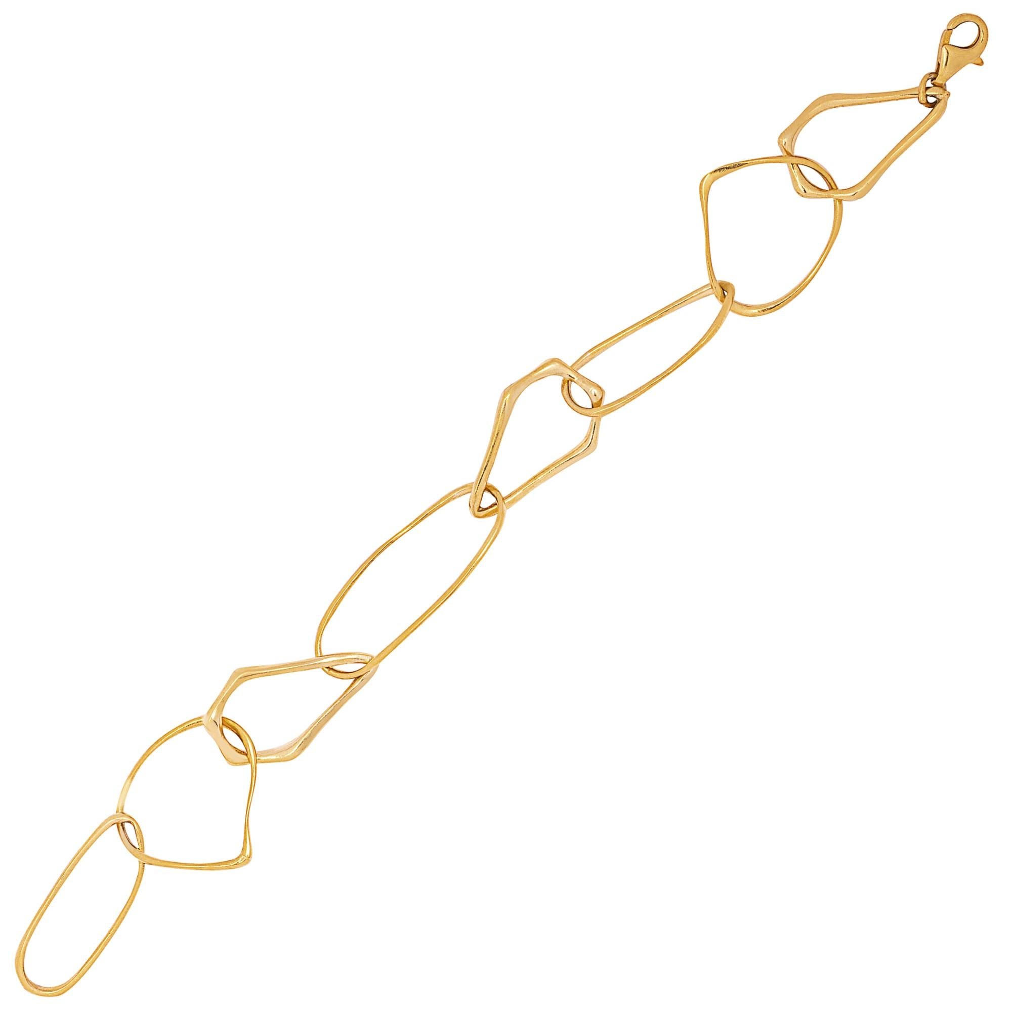 Alex Jona Gold-Plate Sterling Silver Organic Link Chain Bracelet Neuf - En vente à Lugano, CH