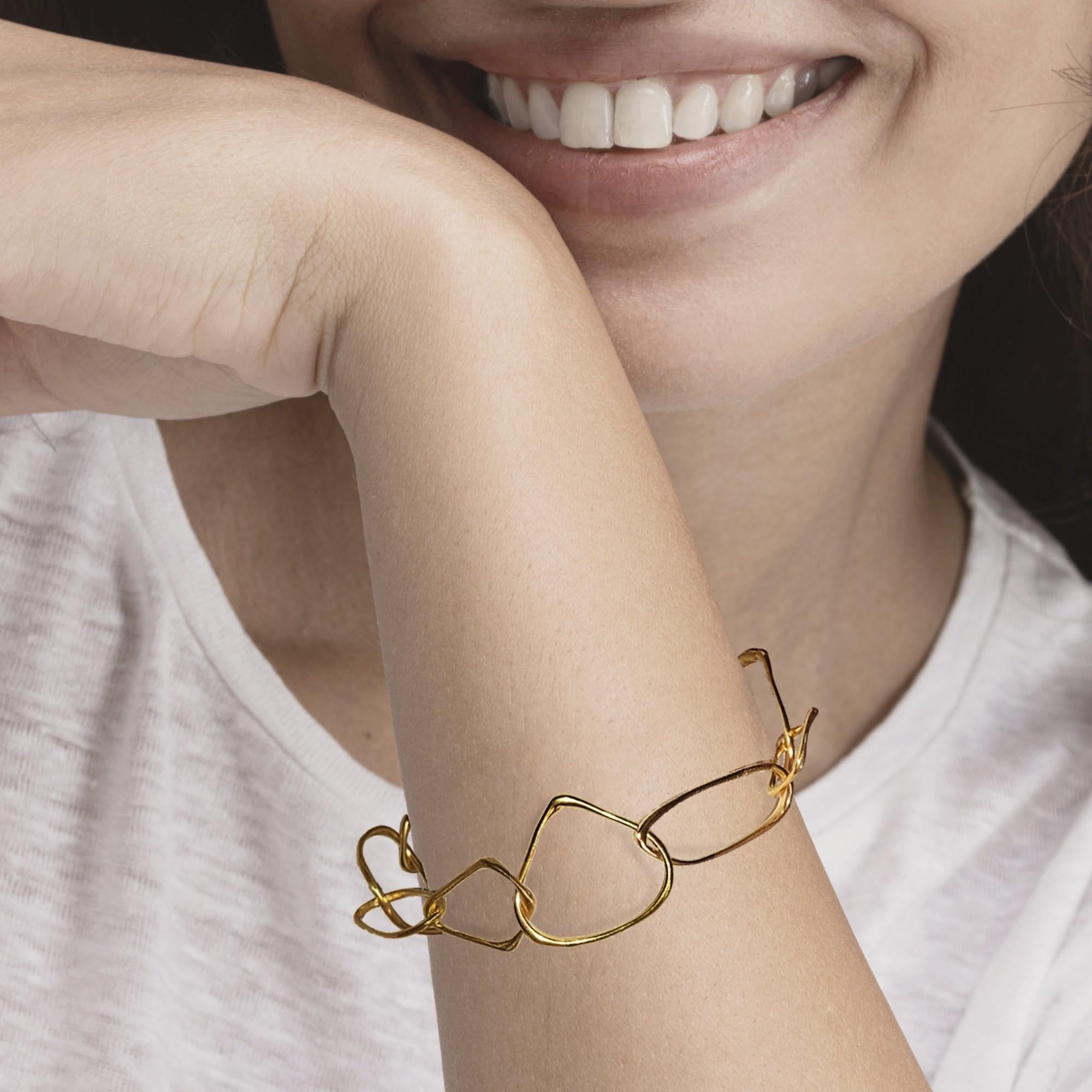 Alex Jona Gold-Plate Sterling Silver Organic Link Chain Bracelet Unisexe en vente