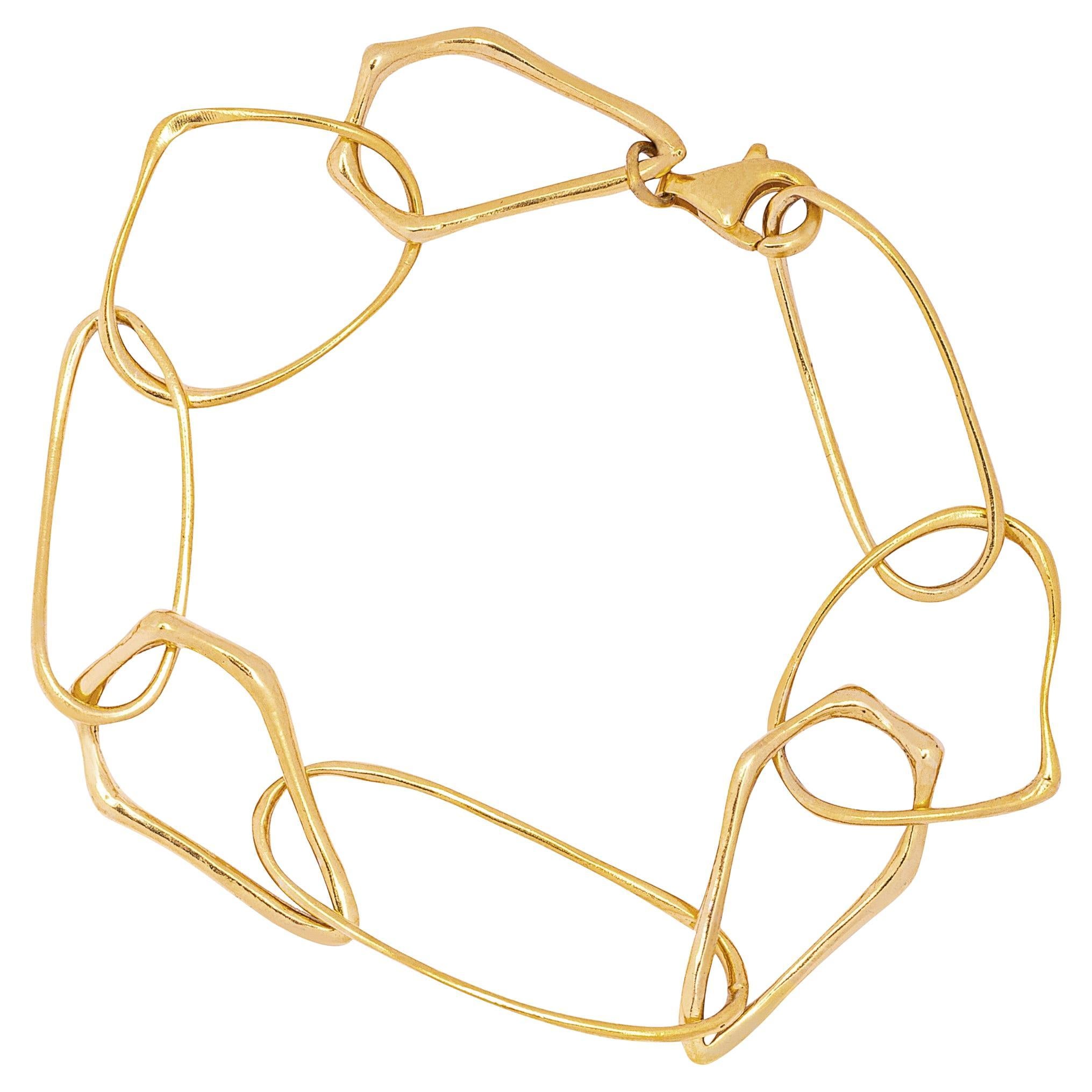 Alex Jona Gold-Plate Sterling Silver Organic Link Chain Bracelet