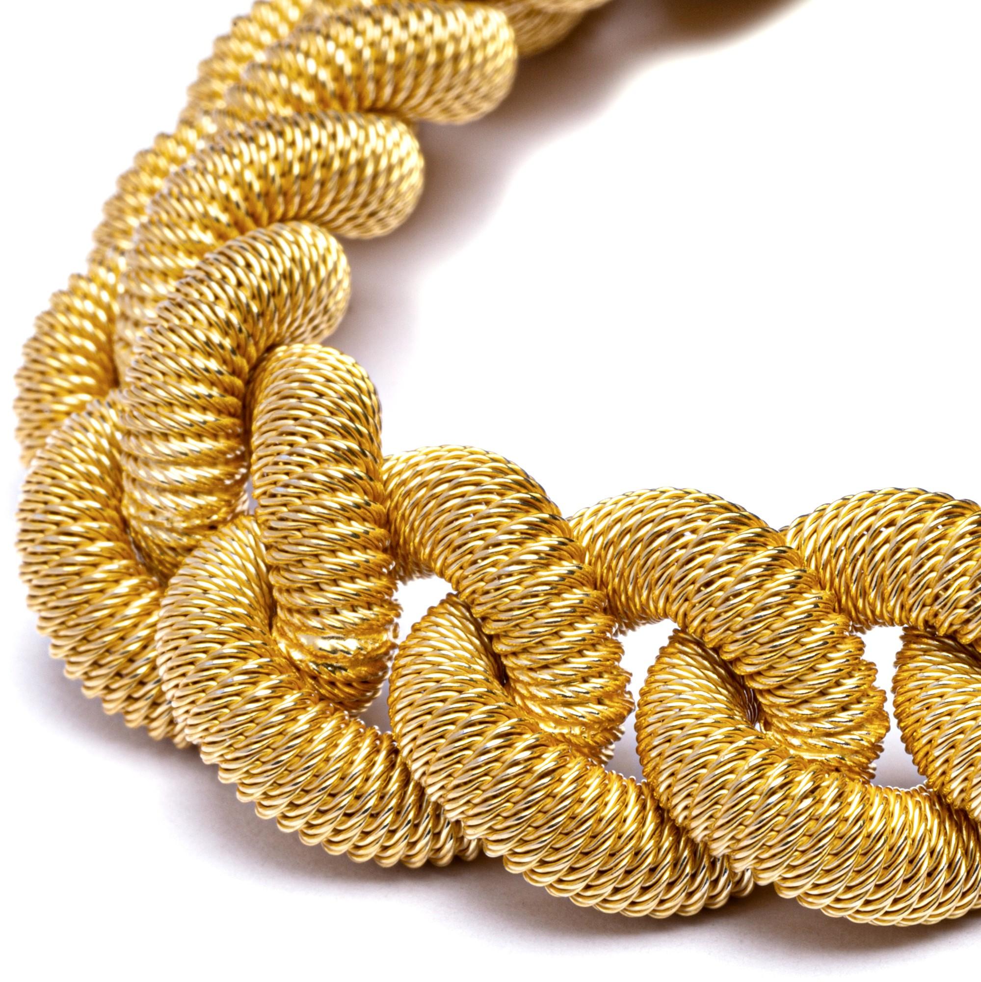 Gliederarmband aus vergoldetem Sterlingsilber mit gedrehtem Draht für Damen oder Herren im Angebot