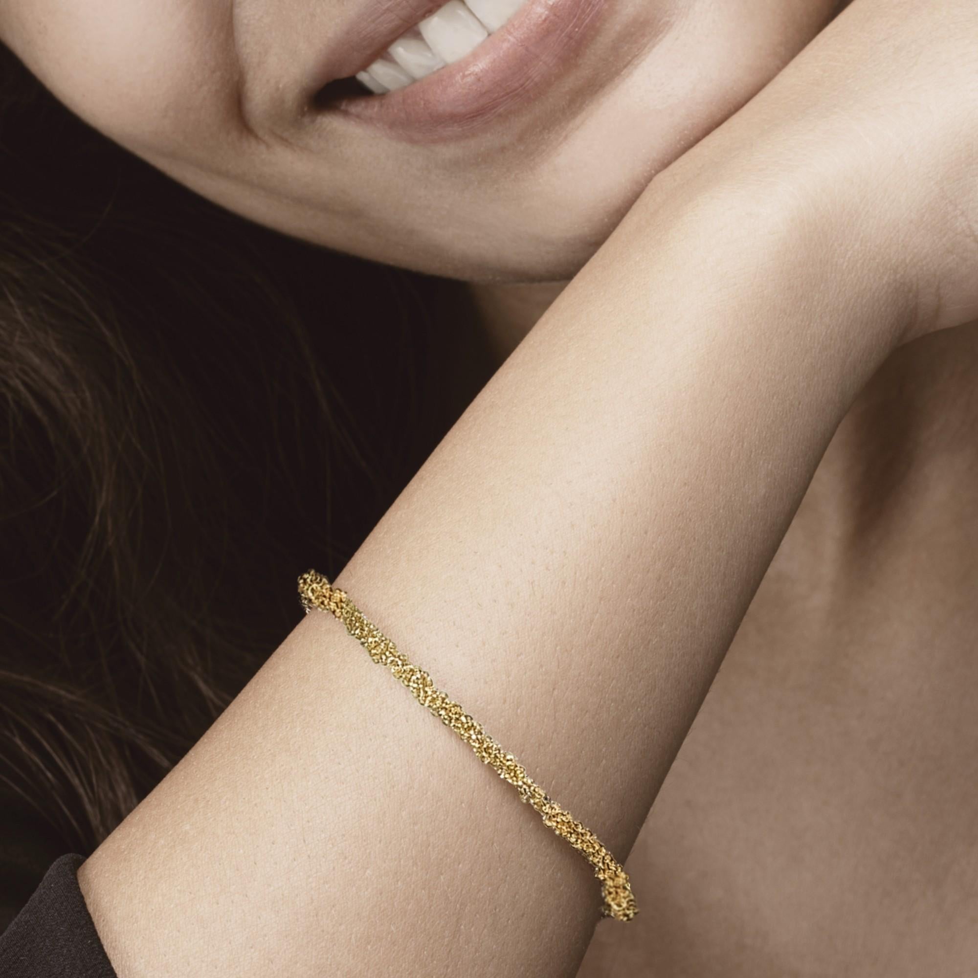Alex Jona Gold-Plate Sterling Silver Woven Chain Bracelet in vendita 1