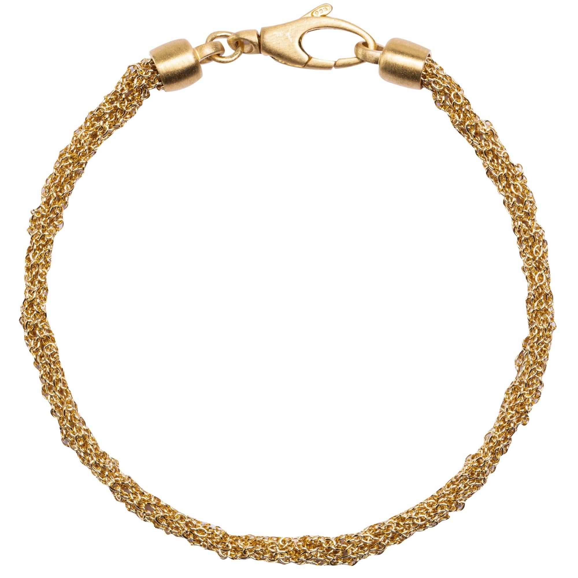 Alex Jona Gold-Plate Sterling Silver Woven Chain Bracelet For Sale