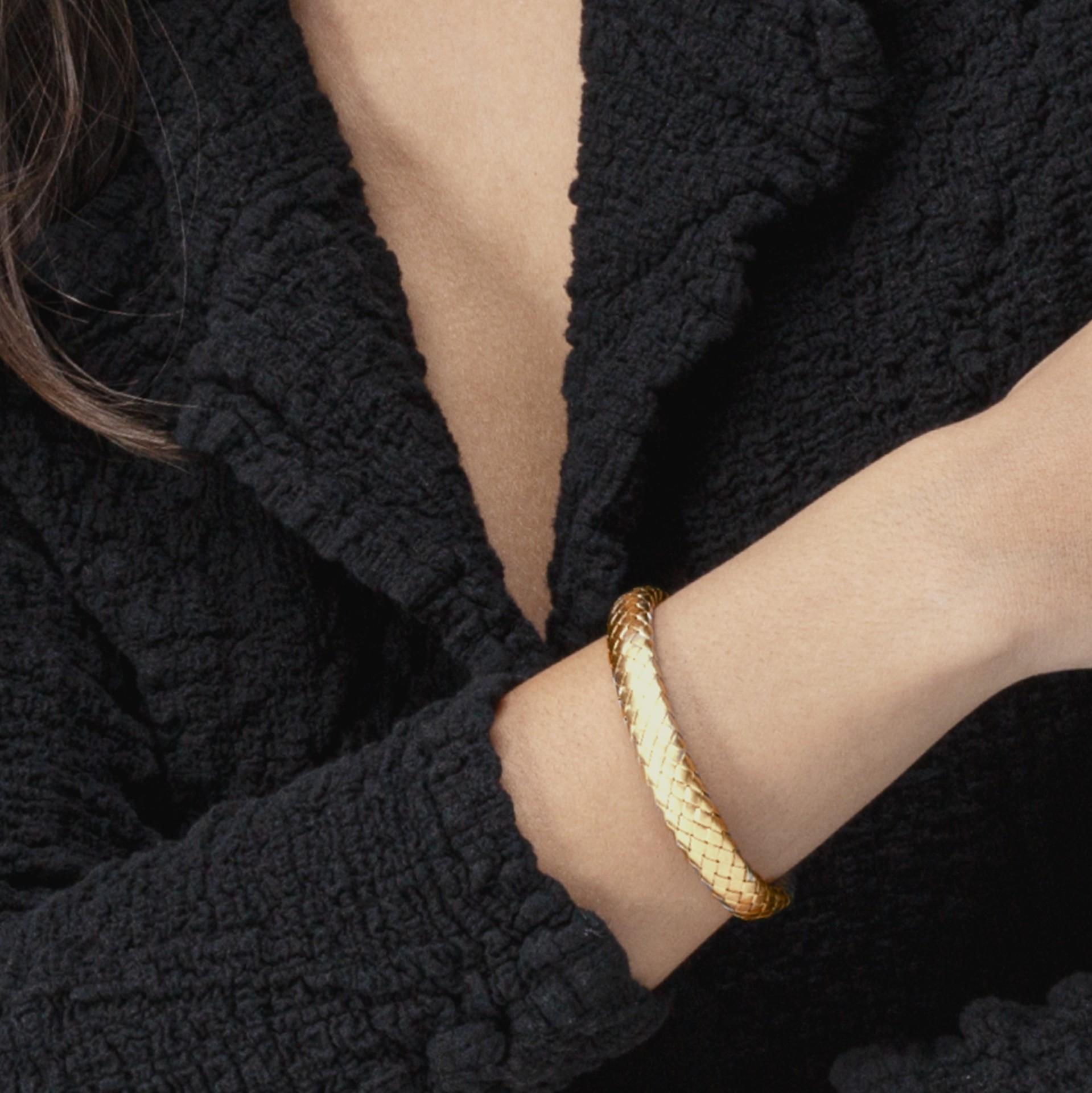 Donna Bracciale Basket Weave in argento placcato oro di Alex Jona in vendita