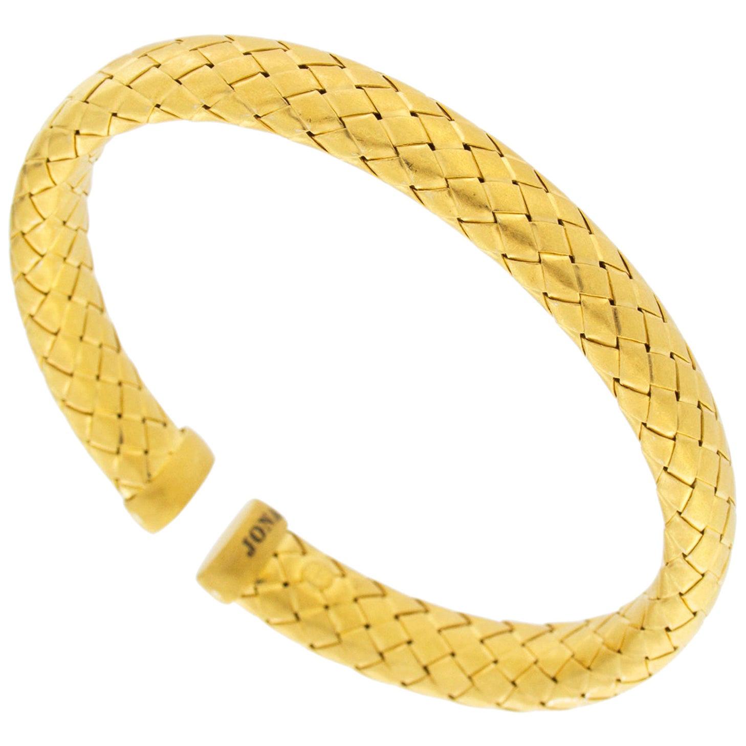 Jona Gold-Plated Sterling Silver Basket Weave Bangle Bracelet At