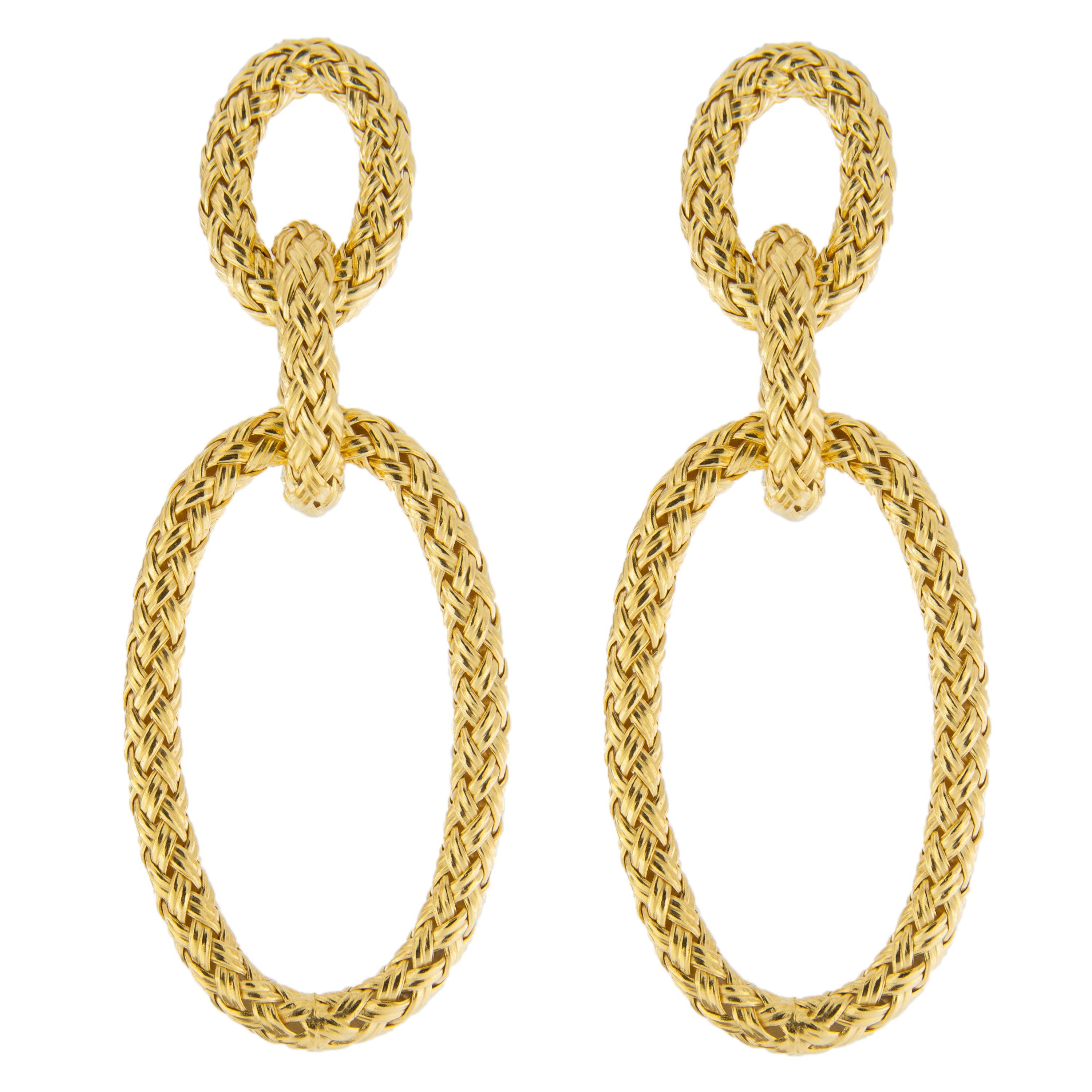 Jona GoldPlated Sterling Silver Basket Weave Pendant Earrings at 1stDibs