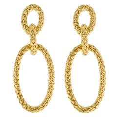 Alex Jona Gold-Plated Sterling Silver Basket Weave Pendant Earrings