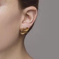 Alex Jona Gold-Plated Sterling Silver Brushed Scrollwork Earrings