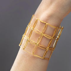 Alex Jona Gold-Plated Sterling Silver Cage Bangle Bracelet