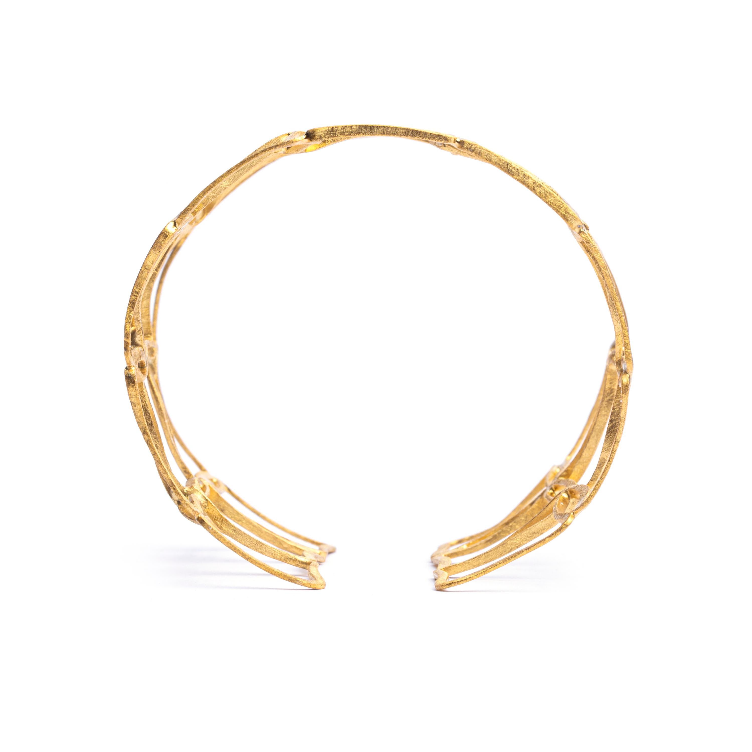 Women's Alex Jona Gold-Plated Sterling Silver Cage Bangle Bracelet For Sale