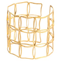 Alex Jona Gold-Plated Sterling Silver Cage Bangle Bracelet