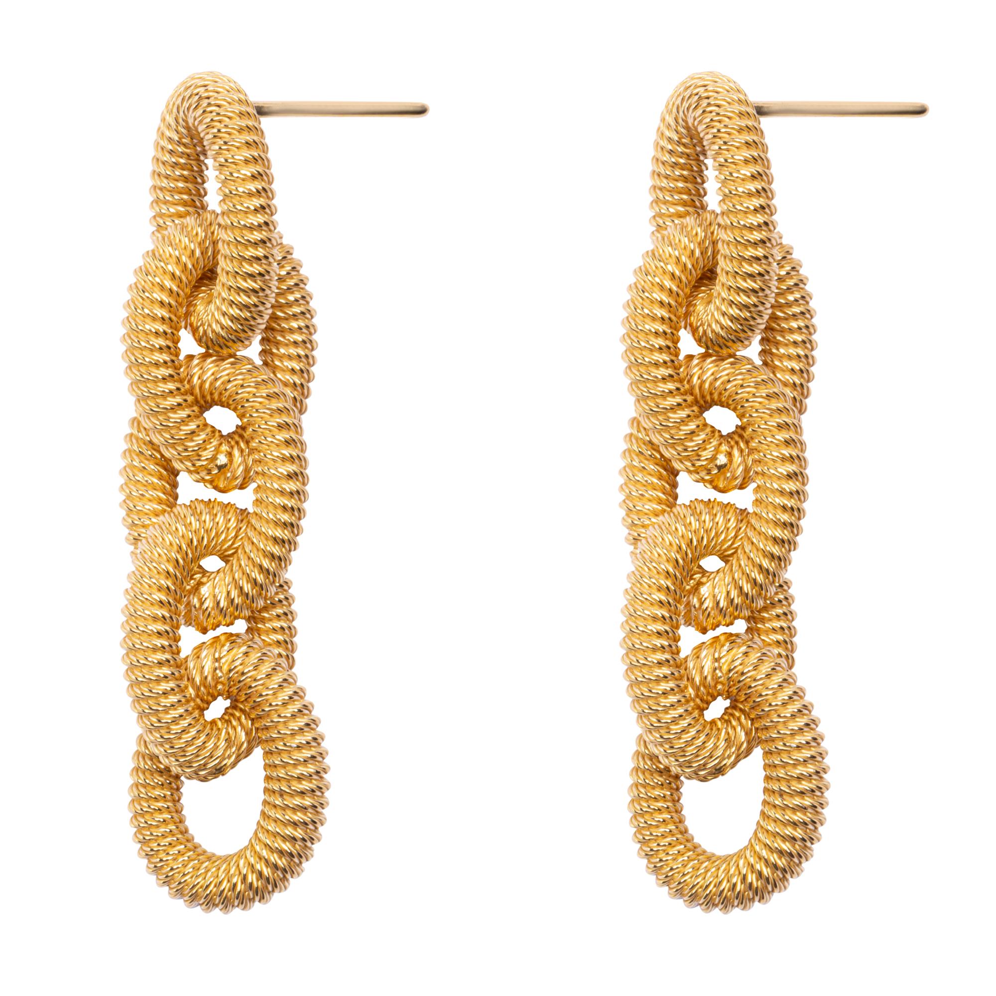 Alex Jona Gold-Plated Sterling Silver Chain Link Pendant Earrings In New Condition For Sale In Torino, IT