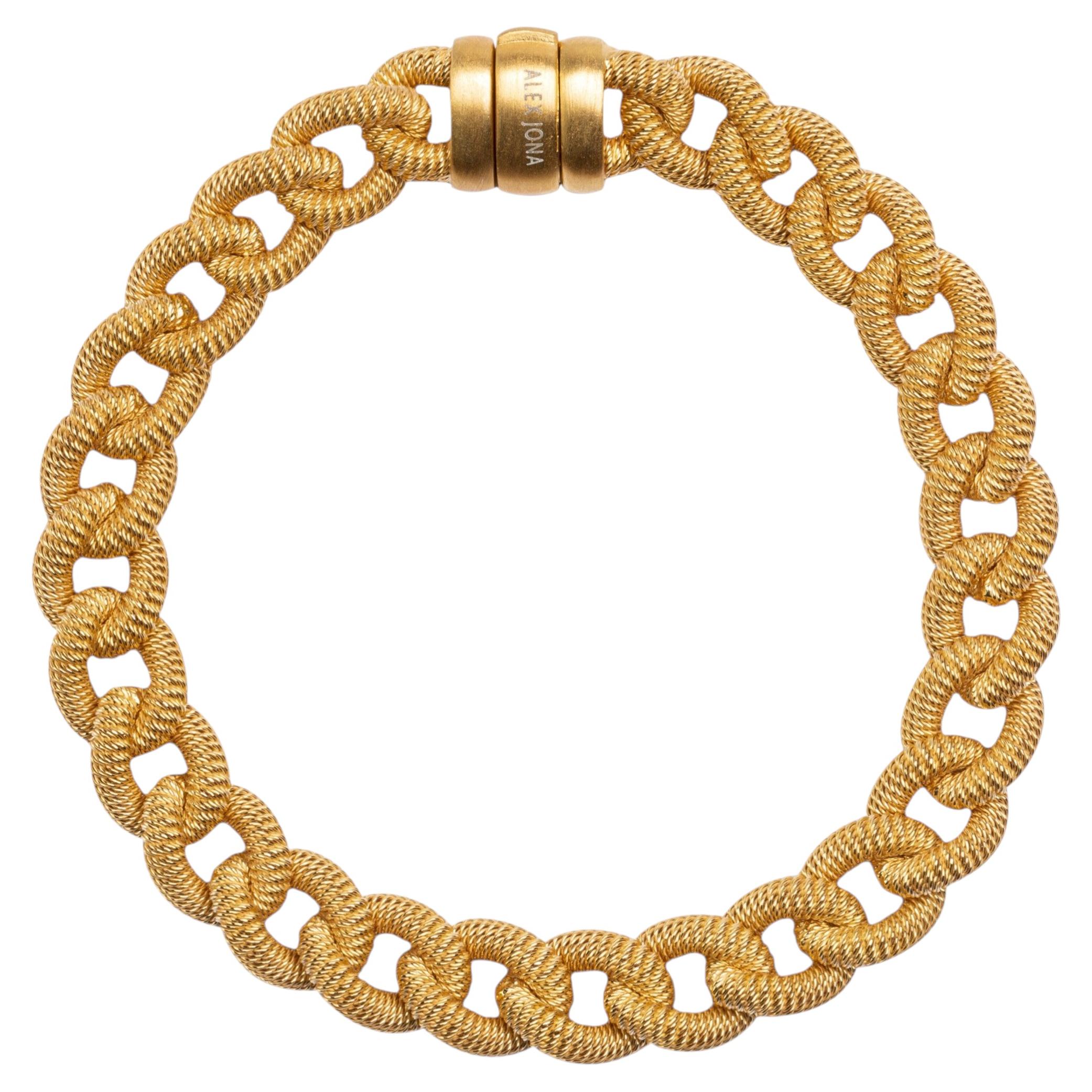 Alex Jona Goldplattiertes Sterling Silber Curb Link Armband