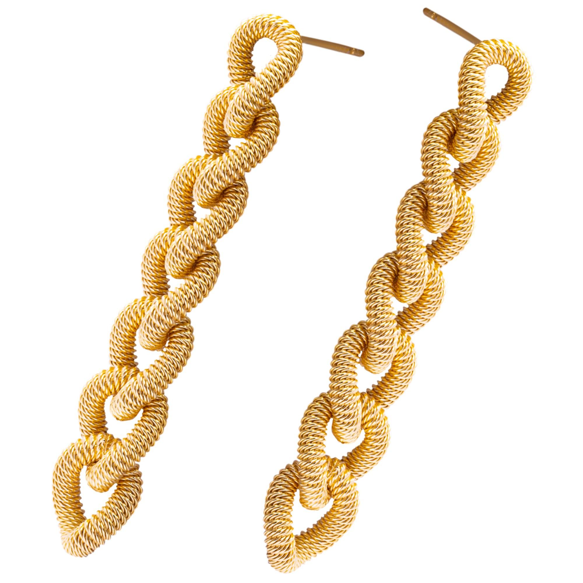 Alex Jona Gold-Plated Sterling Silver Curb Link Pendant Earrings In New Condition For Sale In Torino, IT