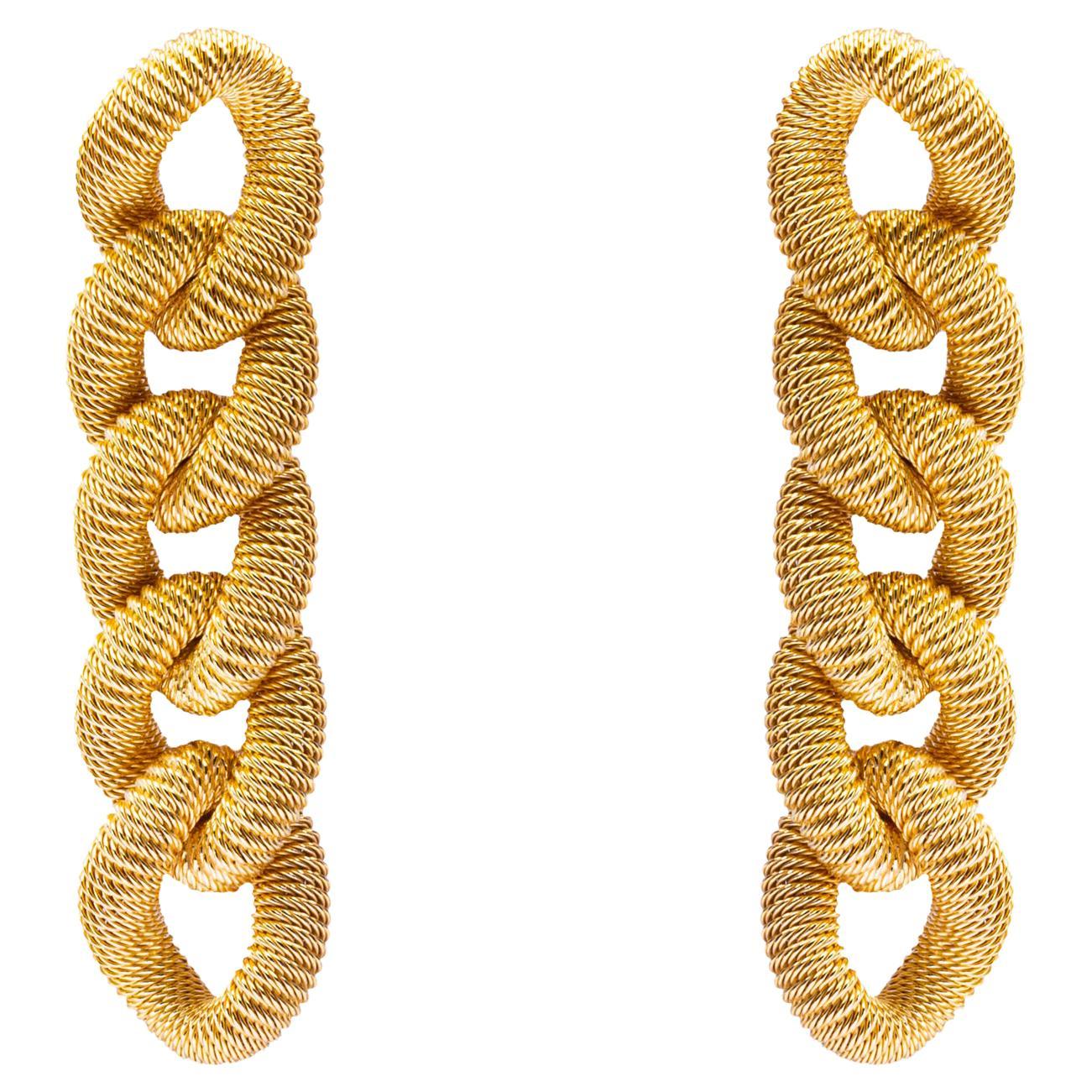 Alex Jona Gold-Plated Sterling Silver Curb Link Pendant Earrings For Sale