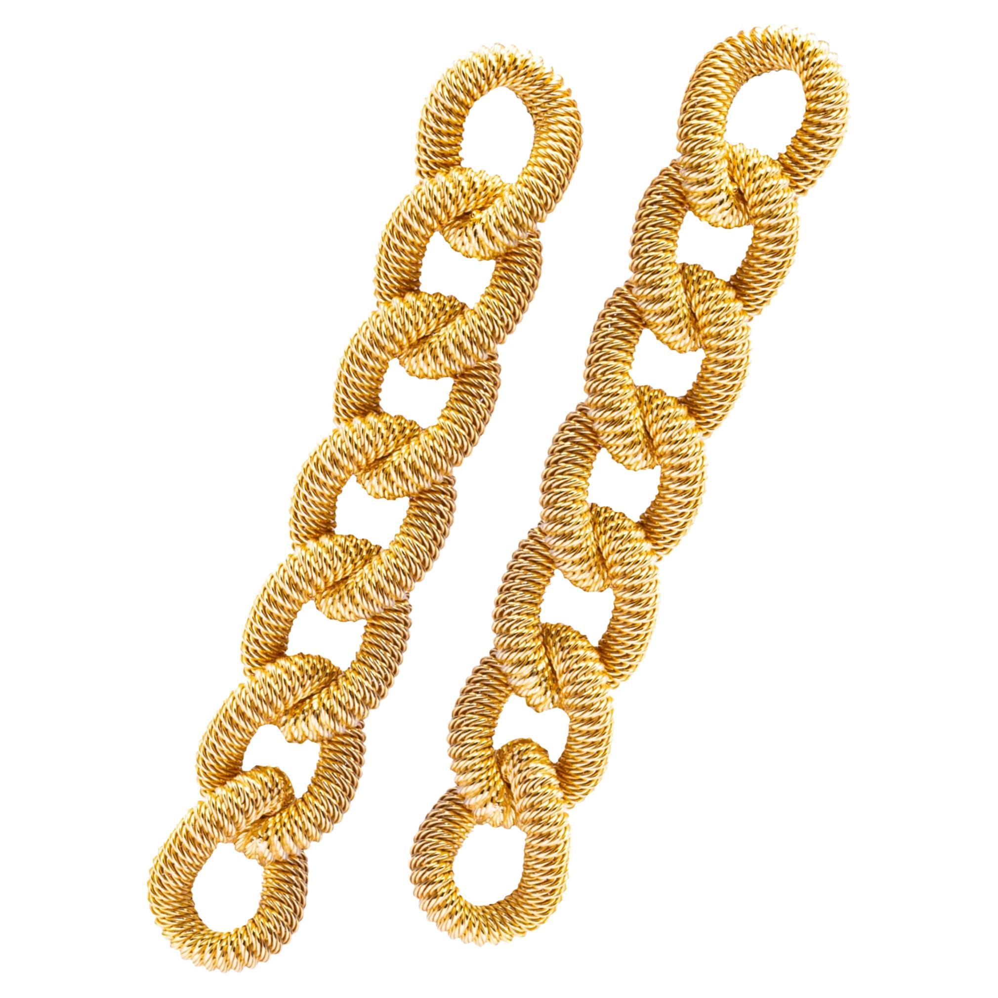 Vergoldete Sterlingsilber Curb Link-Ohrringe mit Anhänger von Jona im Angebot