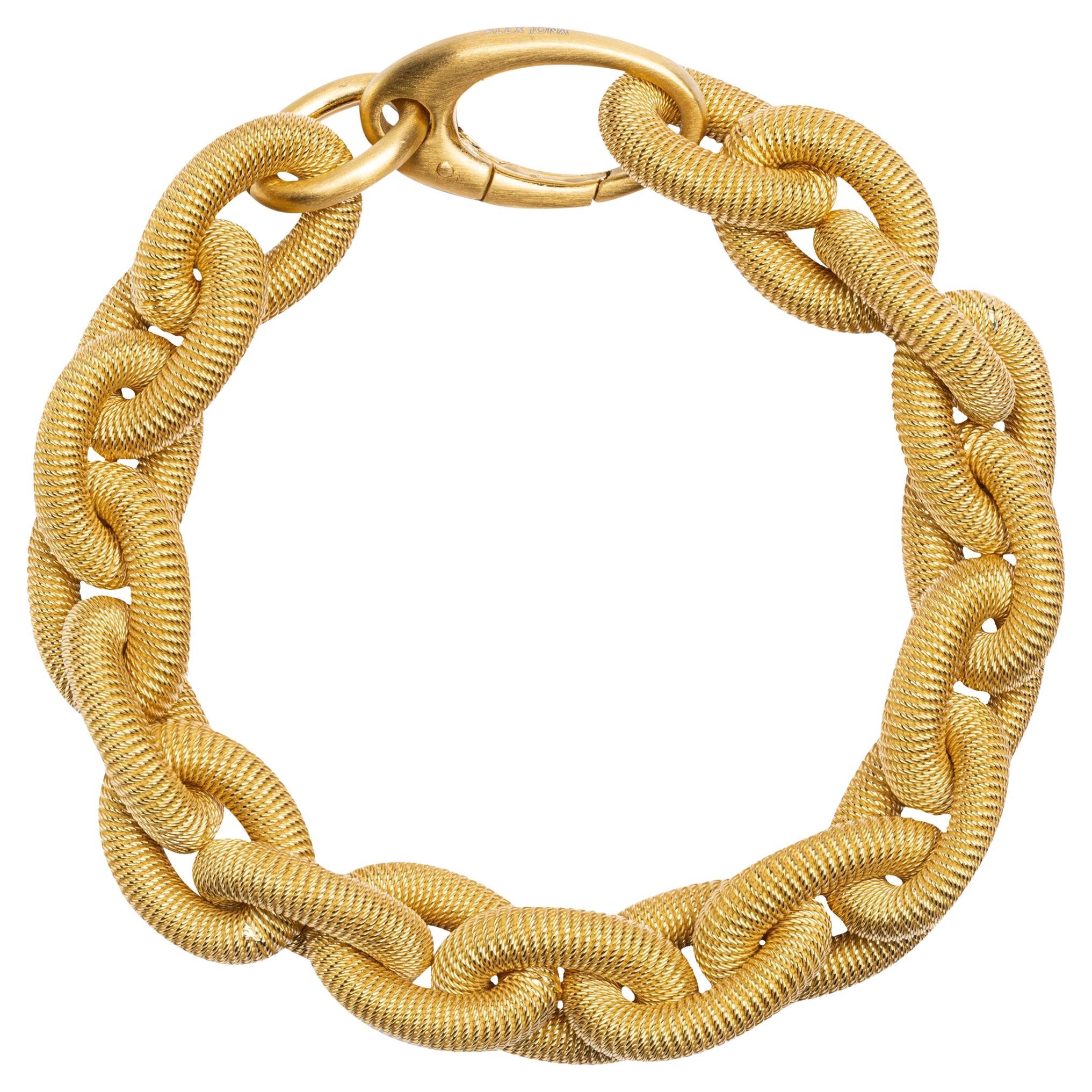 Alex Jona Gold-Plated Sterling Silver Link Chain Bracelet For Sale