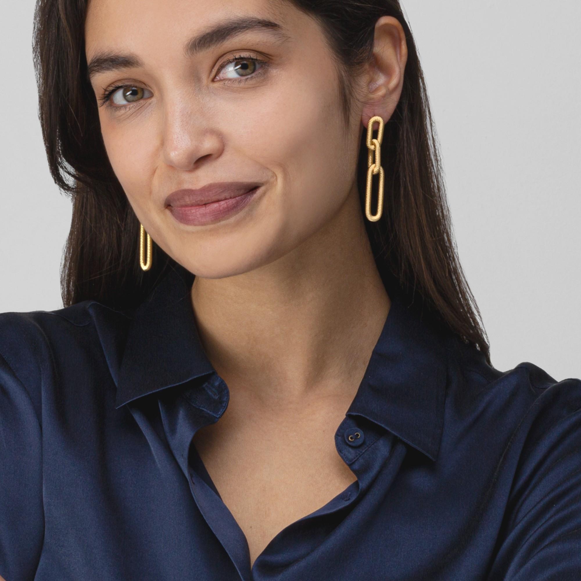 Women's or Men's Alex Jona Gold-Plated Sterling Silver Link Chain Pendant Earrings For Sale