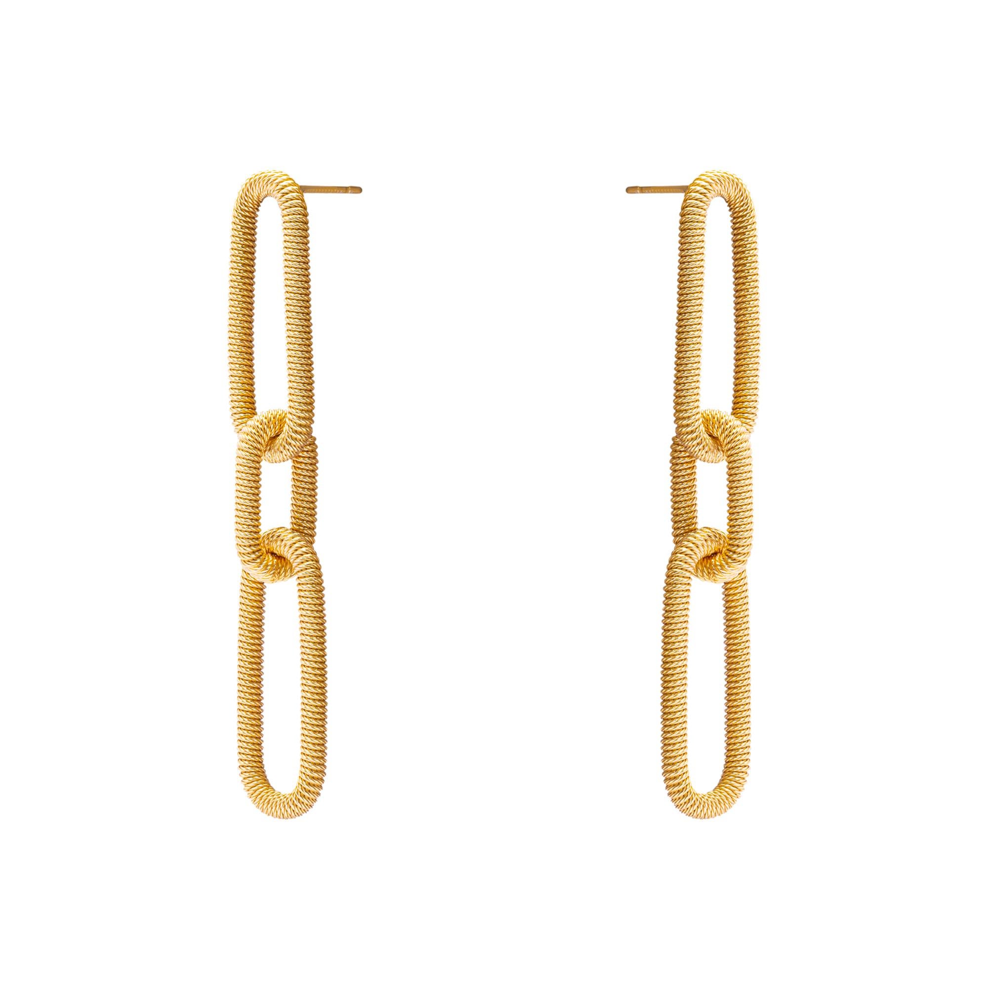Boucles d'oreilles avec pendentif en chaîne à maillons en argent sterling plaqué or Alex Jona Neuf - En vente à Torino, IT
