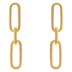 Boucles d'oreilles avec pendentif en chaîne à maillons en argent sterling plaqué or Alex Jona