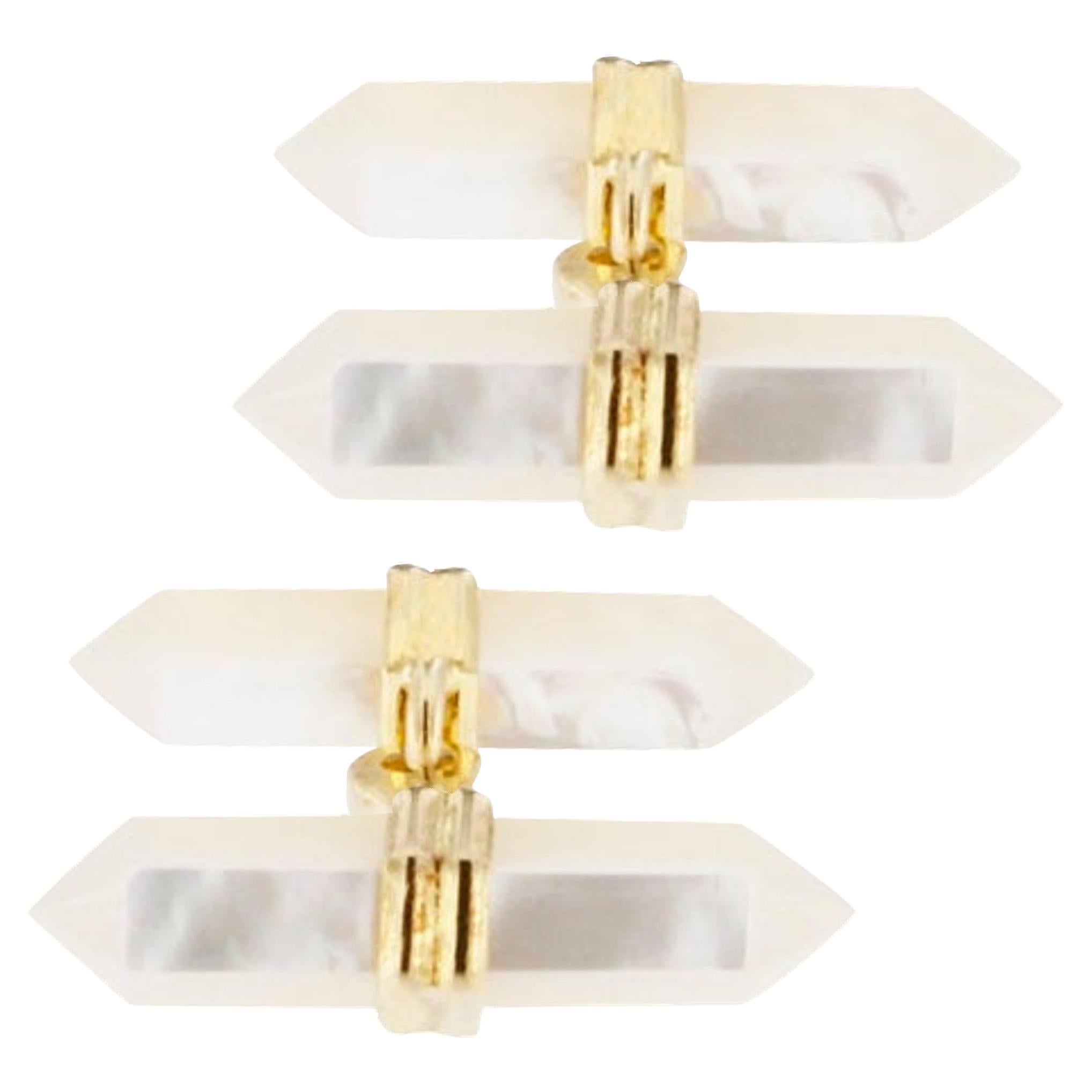 Alex Jona Gold-Plated Sterling Silver Prism Bar Cufflinks For Sale