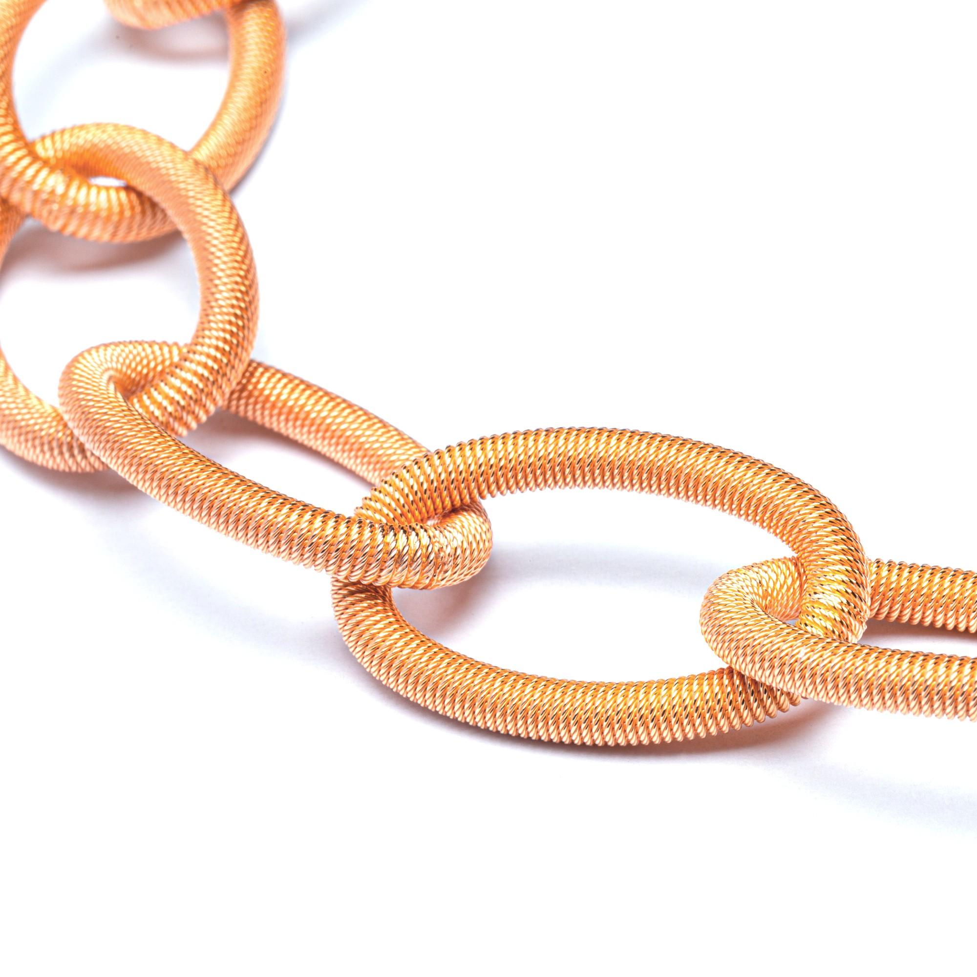 Alex Jona Collar de cadena de eslabones trenzados de plata de ley chapada en oro en venta 3