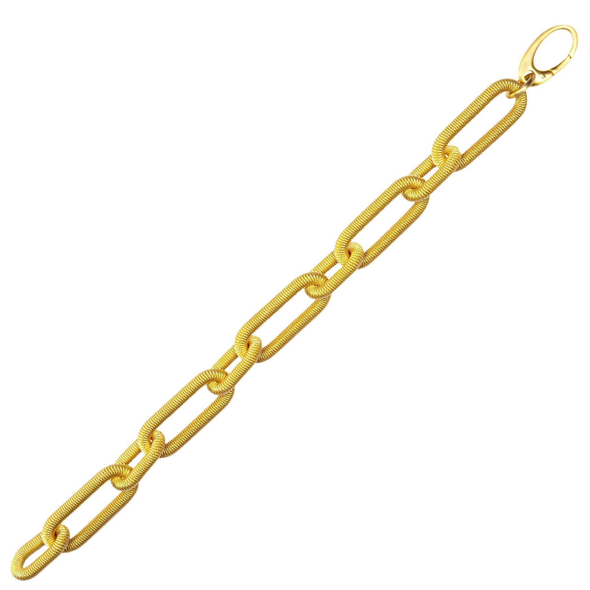 Alex Jona Gold-Plated Sterling Silver Twisted Wire Oblong Link Chain Bracelet In New Condition For Sale In Torino, IT