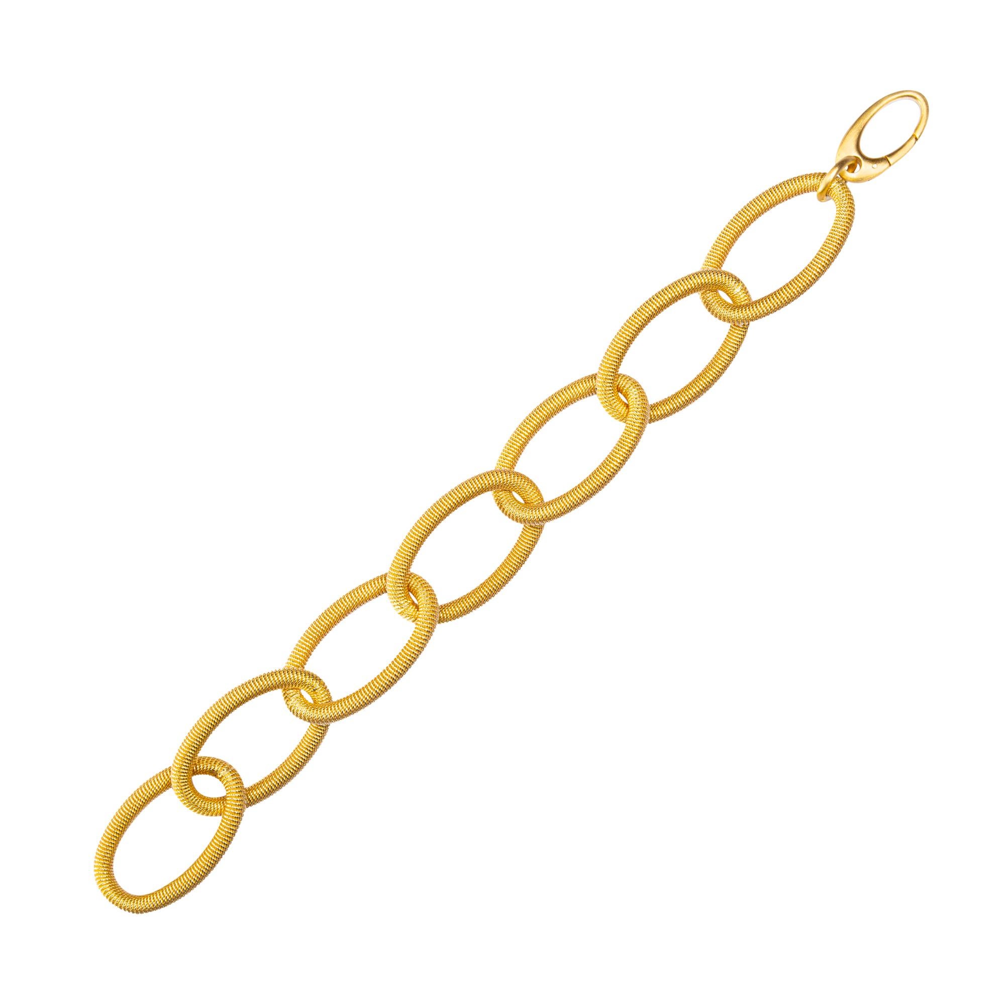 Alex Jona Gold-Plated Sterling Silver Twisted Wire Oval Link Chain Bracelet For Sale 1
