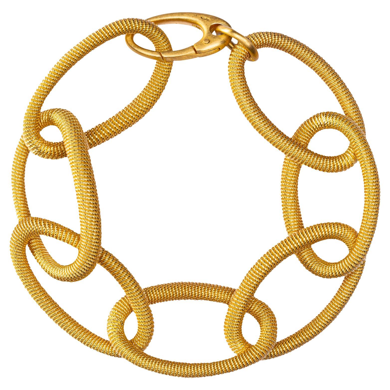 Ovales Gliederarmband aus vergoldetem Sterlingsilber mit gedrehtem Draht von Alex Jona