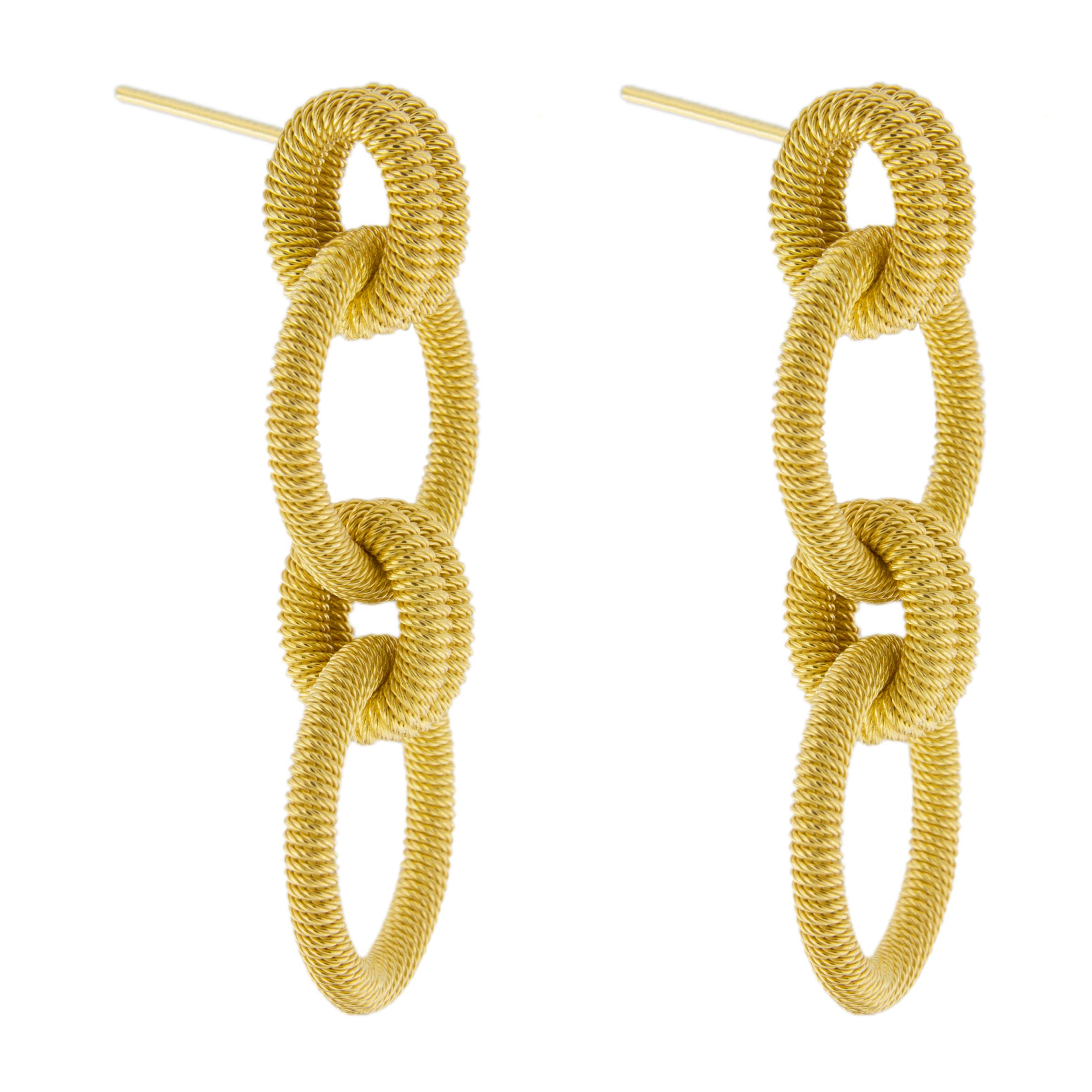 Boucles d'oreilles avec pendentif en fil torsadé en argent sterling plaqué or Alex Jona Neuf - En vente à Torino, Piedmont