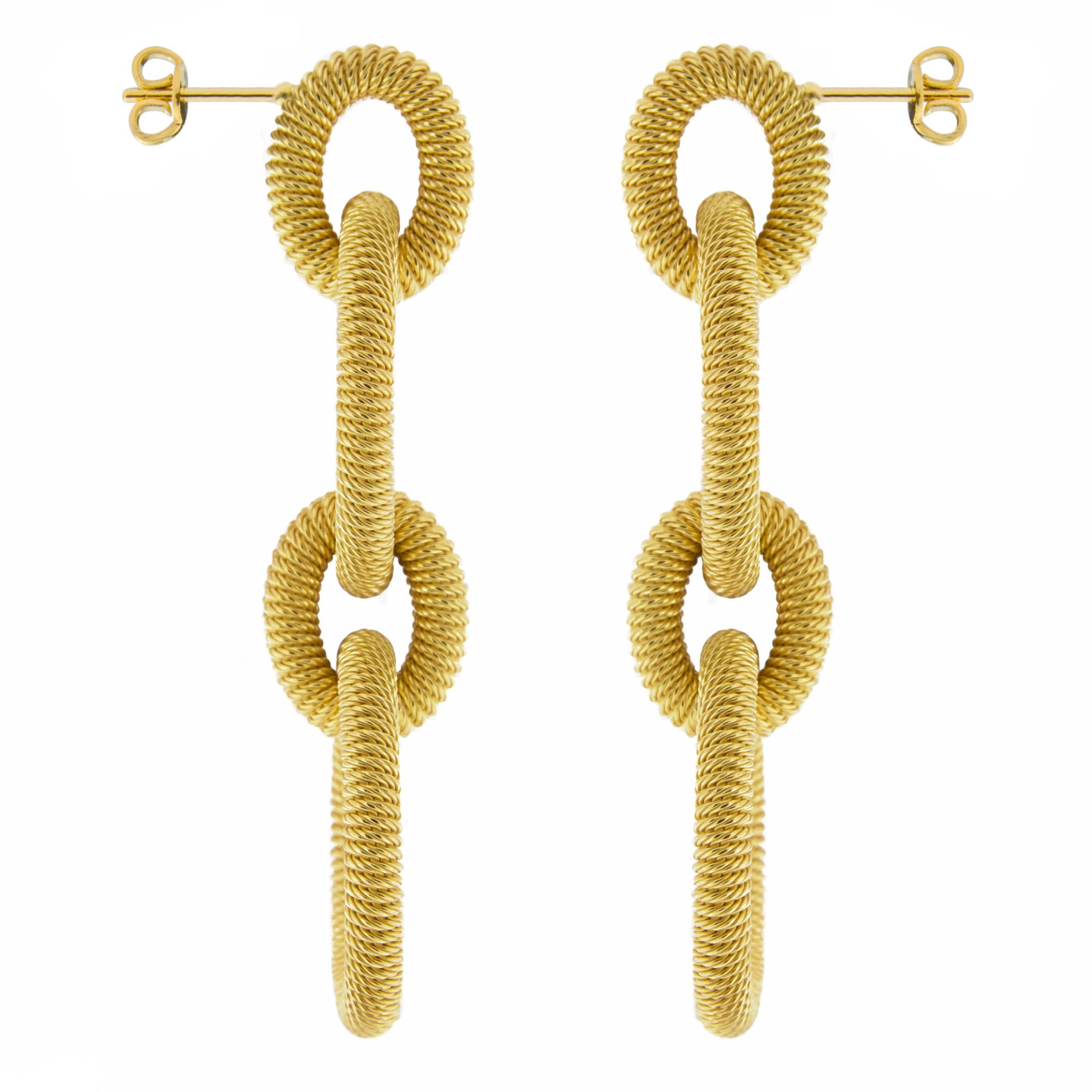 Alex Jona Gold-Plated Sterling Silver Twisted Wire Pendant Earrings For Sale 1