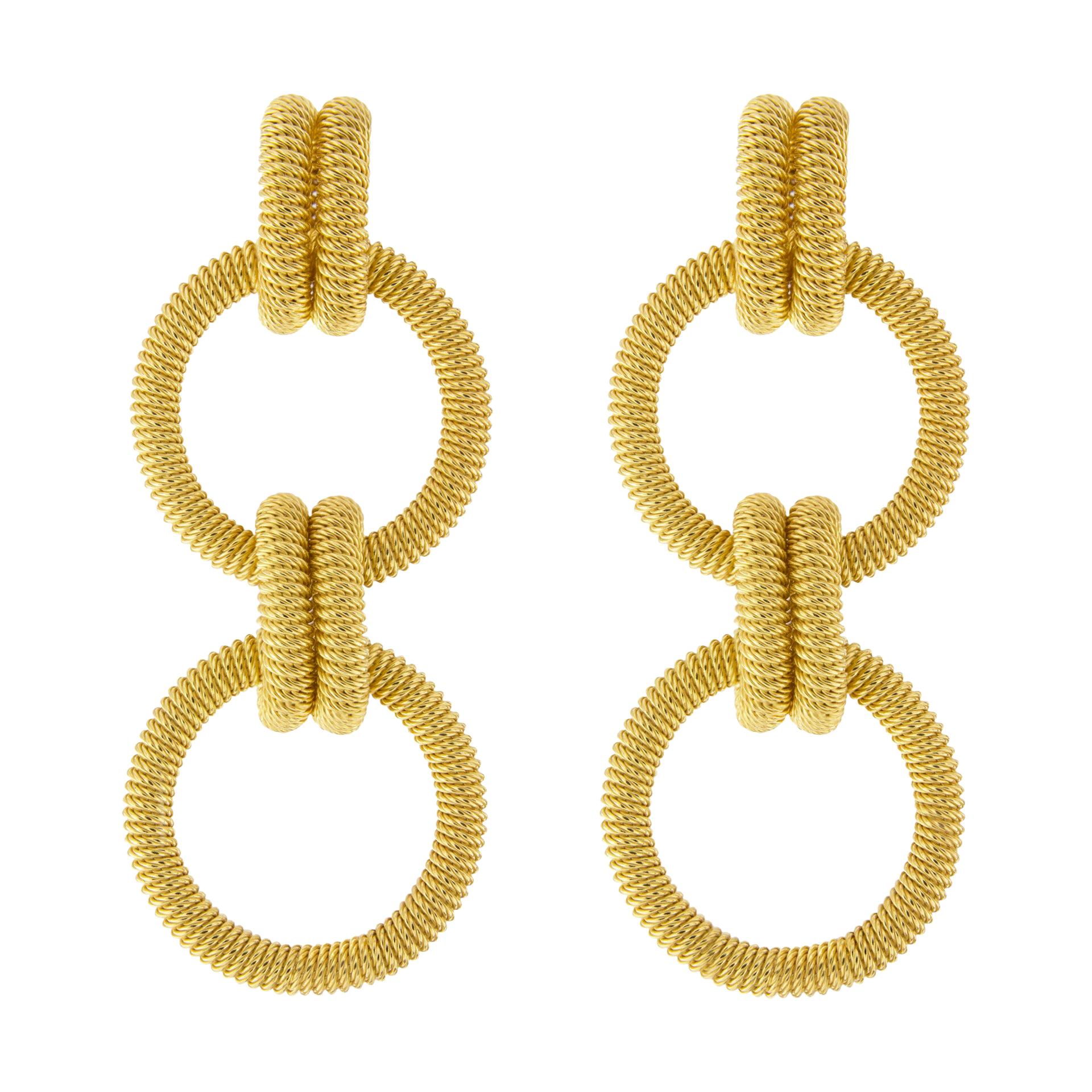 Jona GoldPlated Sterling Silver Twisted Wire Pendant Earrings at 1stDibs