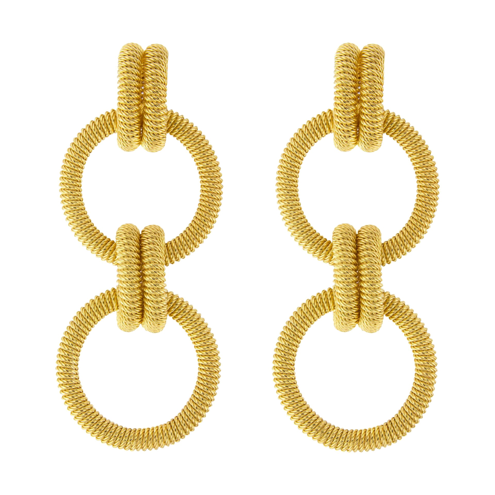 Alex Jona - Boucles d'oreilles avec pendentif en argent sterling plaqué or et fil torsadé