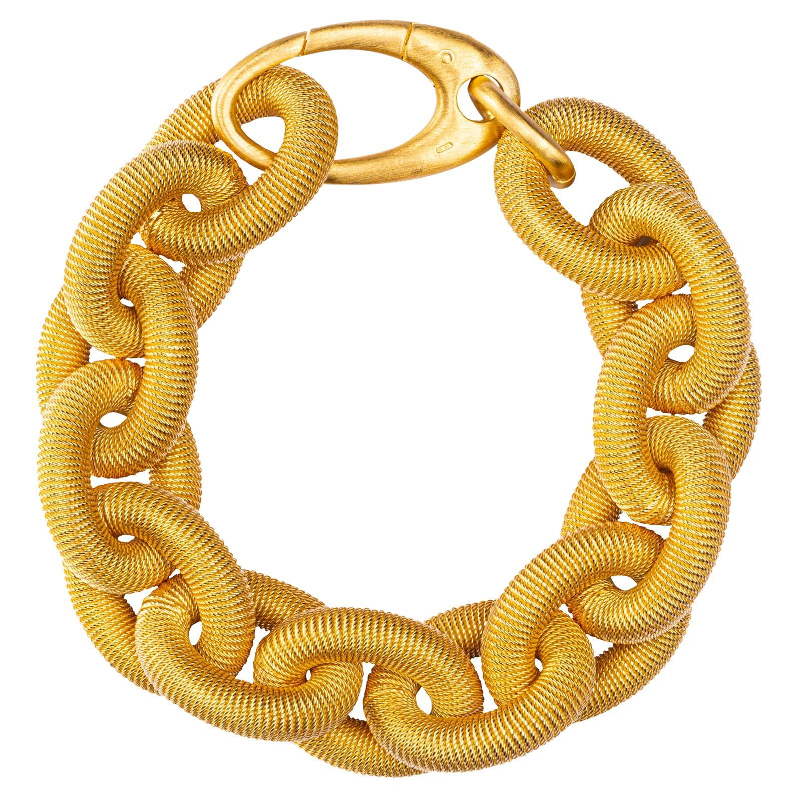 Alex Jona Gold-Plated Sterling Silver Twisted Wire X-Large Link Chain Bracelet For Sale