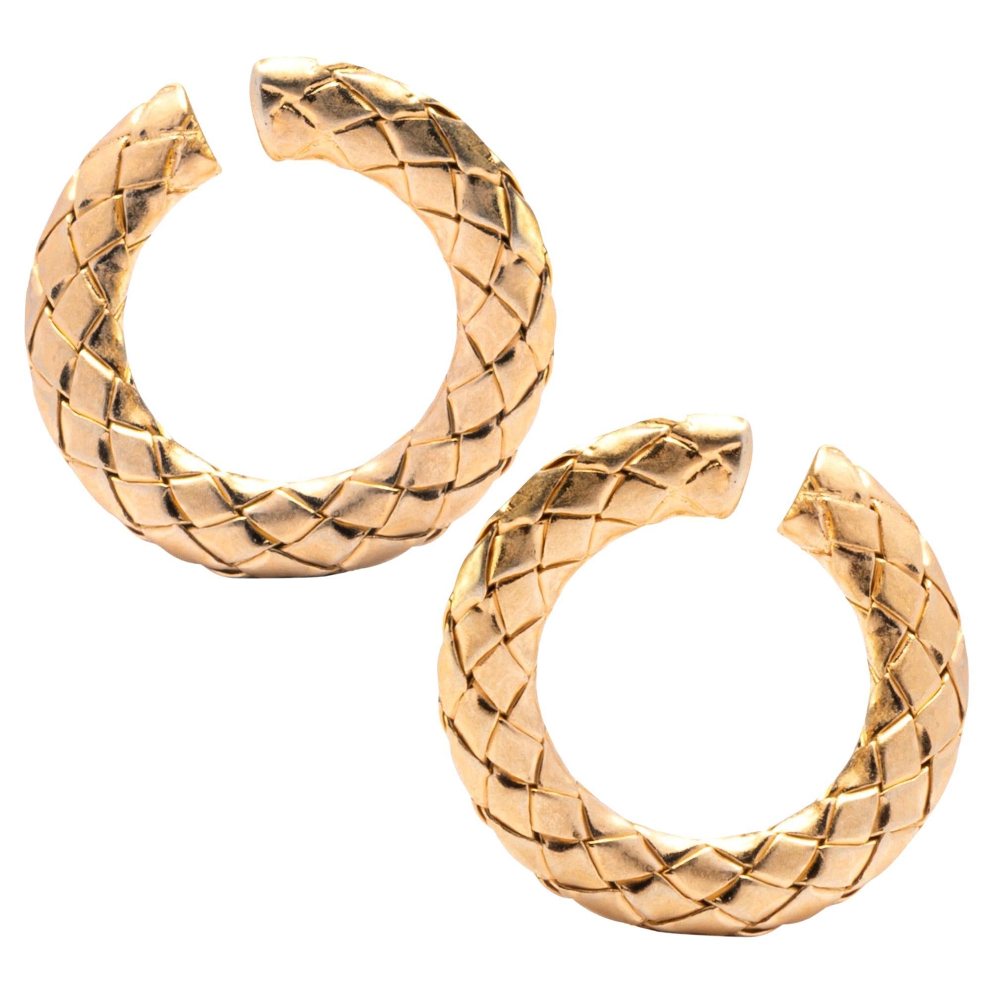 Alex Jona Gold-Plated Sterling Silver Wooven Hoop Earrings For Sale