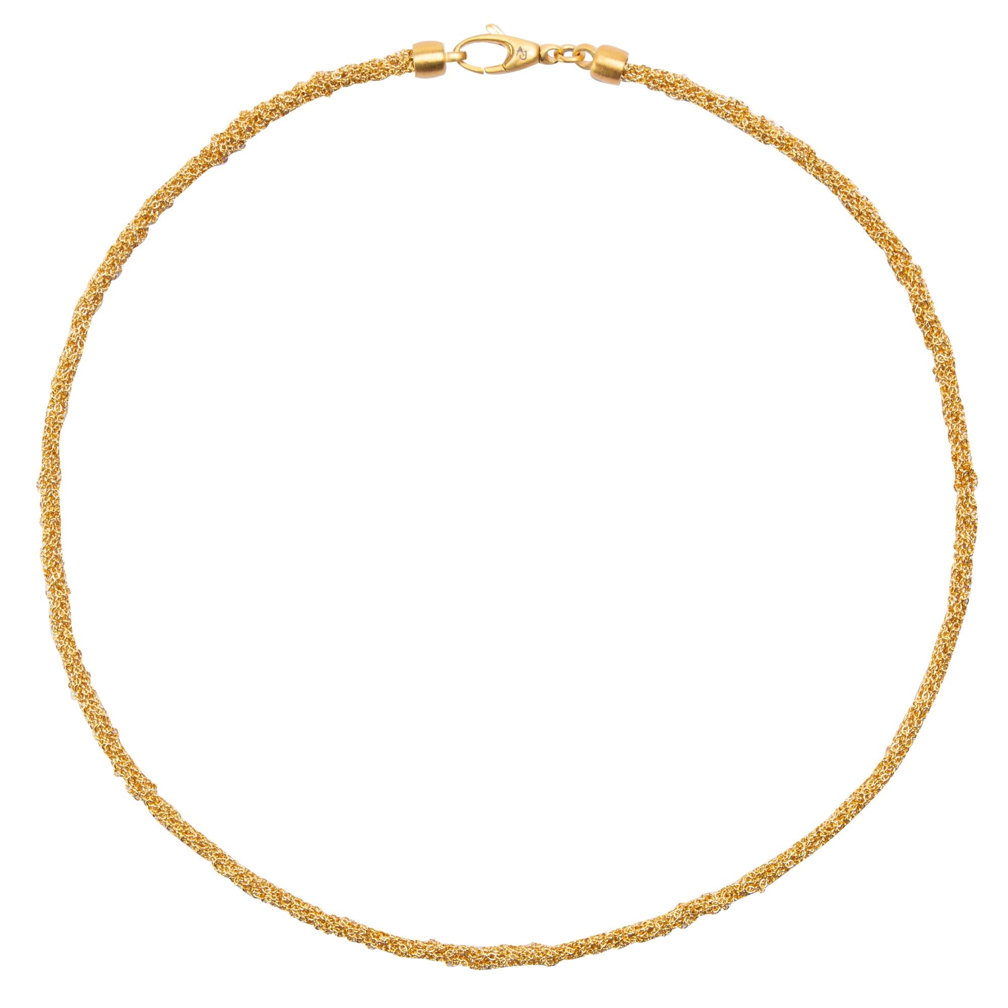 Halskette aus gewebtem Sterlingsilber von Alex Jona, vergoldet