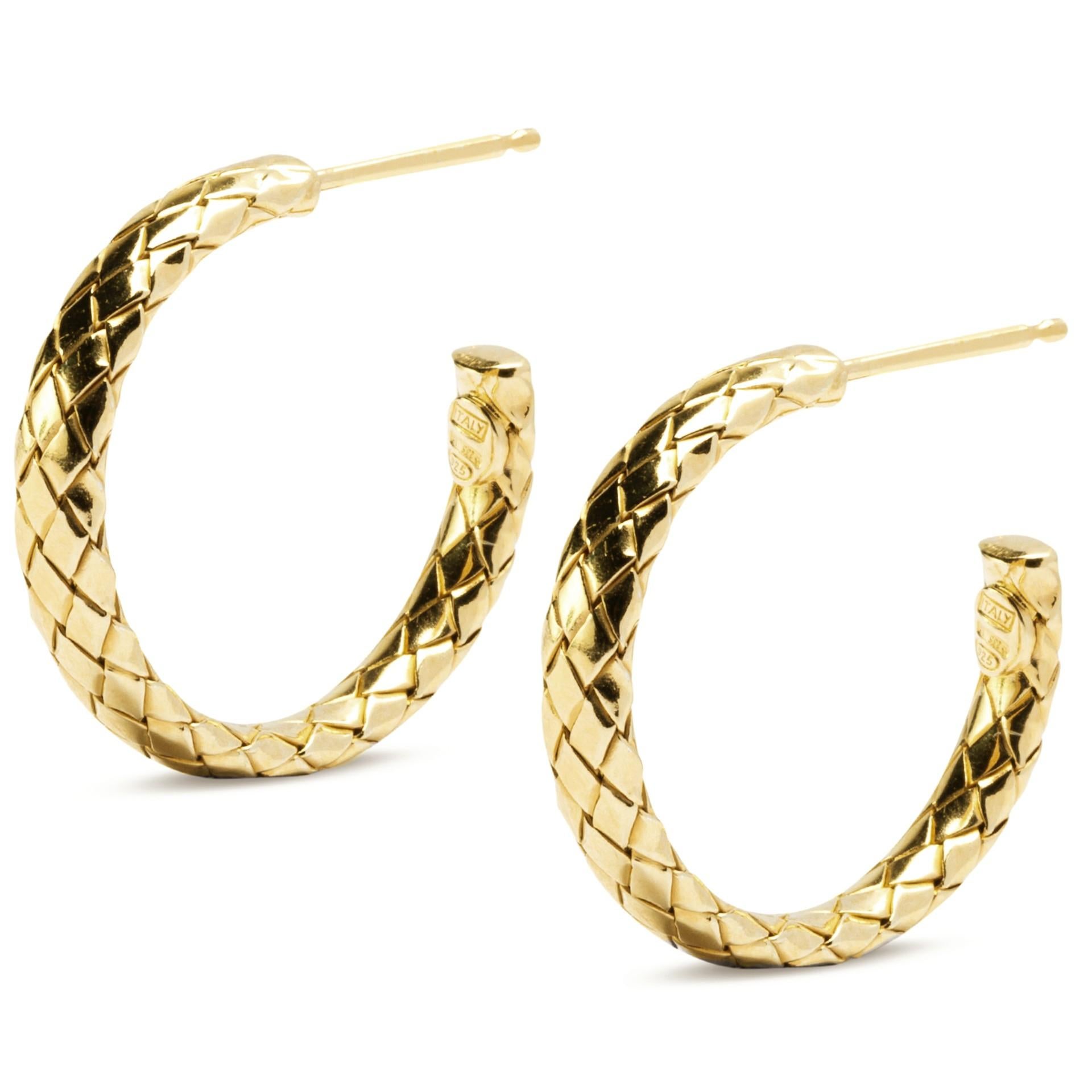 Alex Jona Gold-Plated Sterling Silver Woven Hoop Earrings For Sale