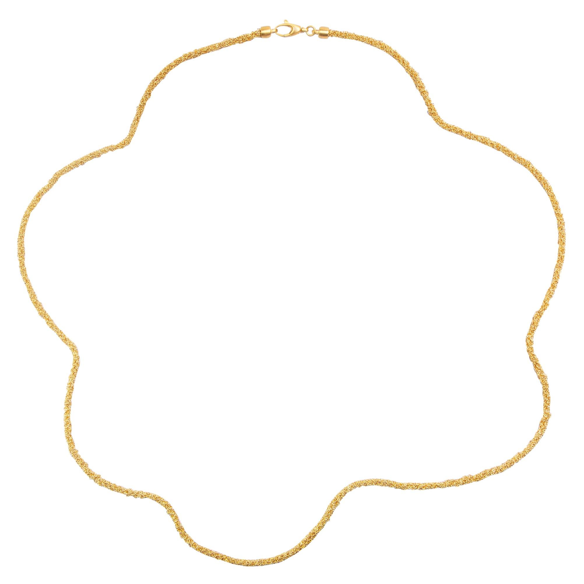 Alex Jona, collier à longue chaîne tissée en argent sterling plaqué or en vente