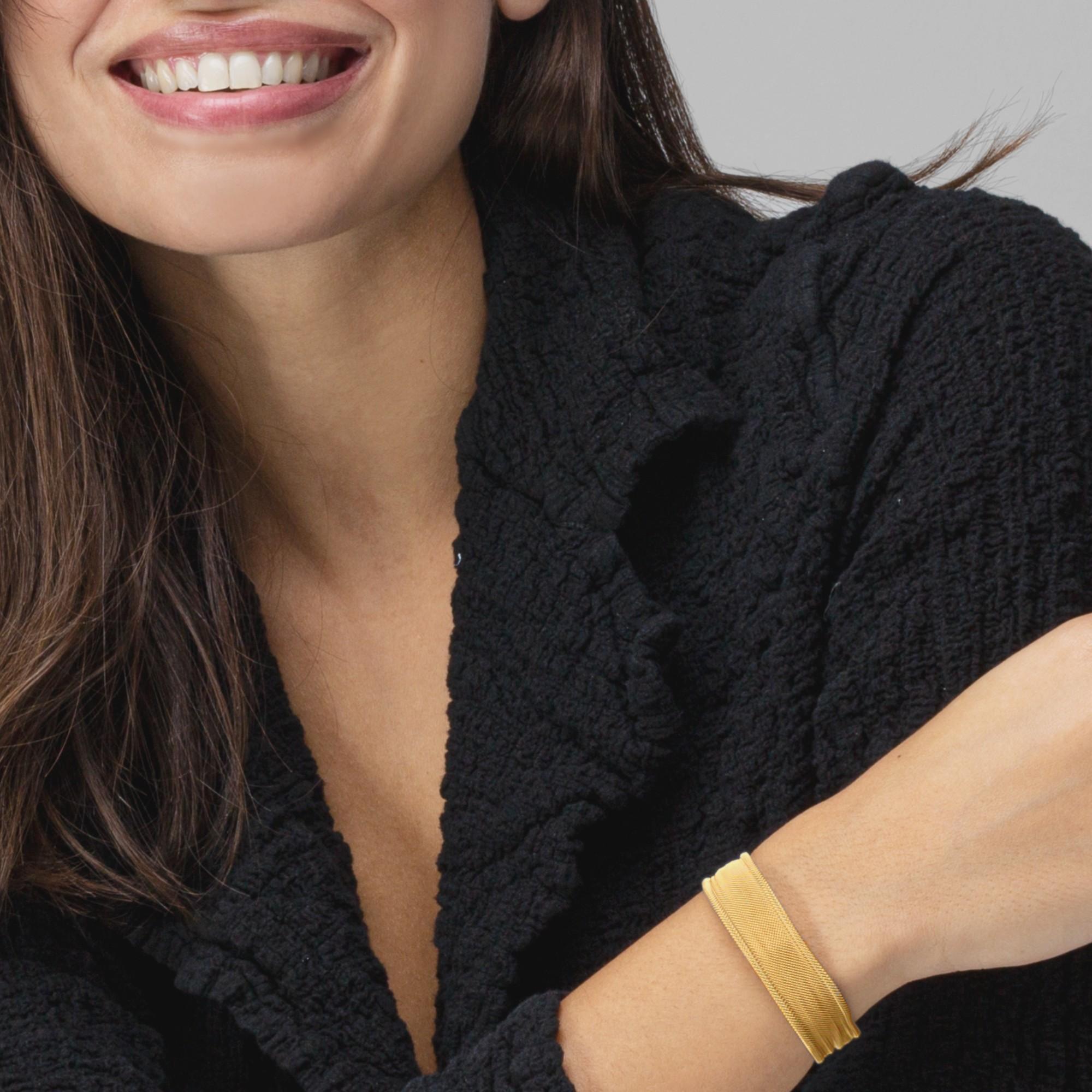 Women's Alex Jona Gold-Plated Sterling Silver Woven Plissé Cuff Bracelet For Sale