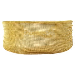 Alex Jona - Bracelet manchette plissé tissé en argent sterling et plaqué or