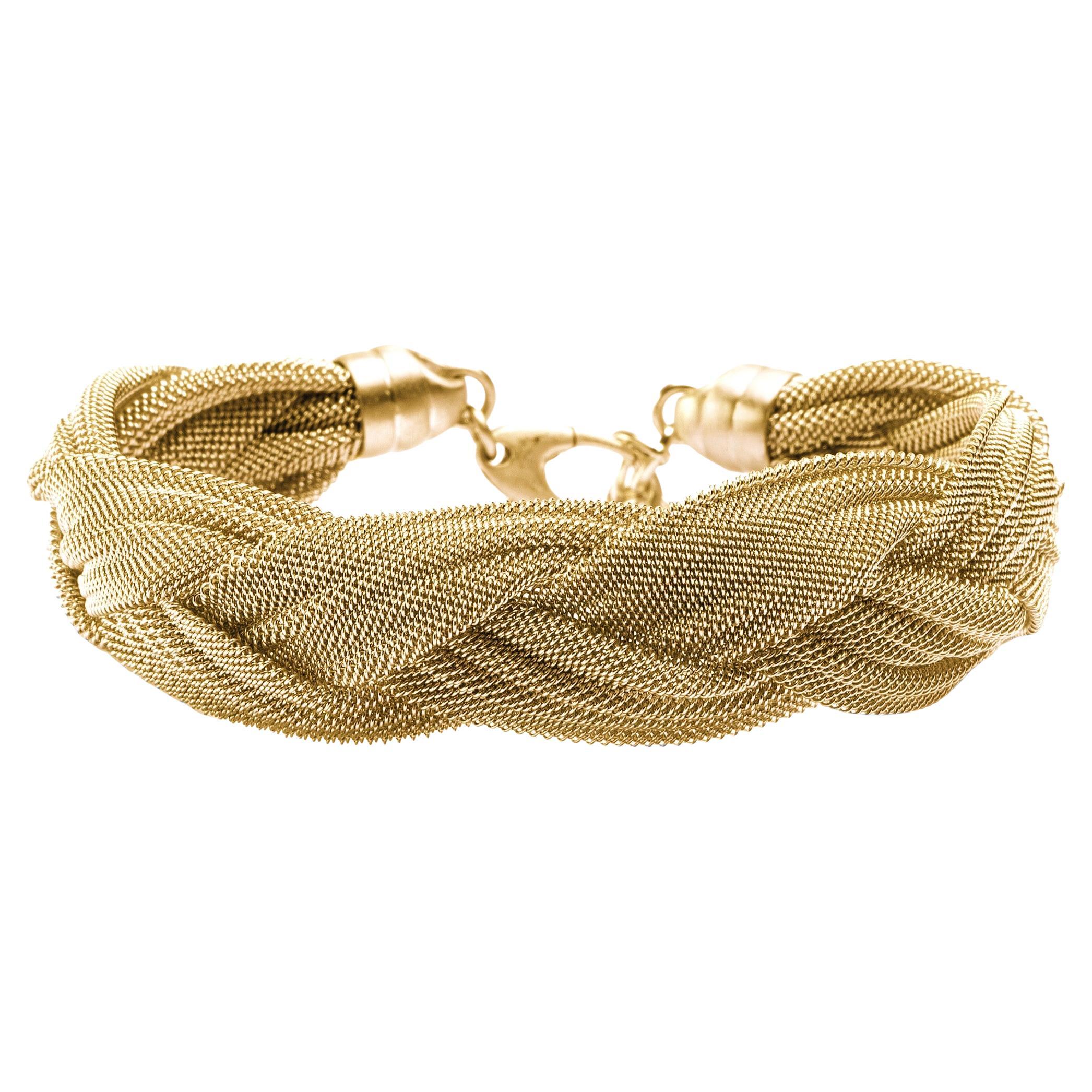 Alex Jona Pulsera Trenza de Plata de Ley Dorada en venta