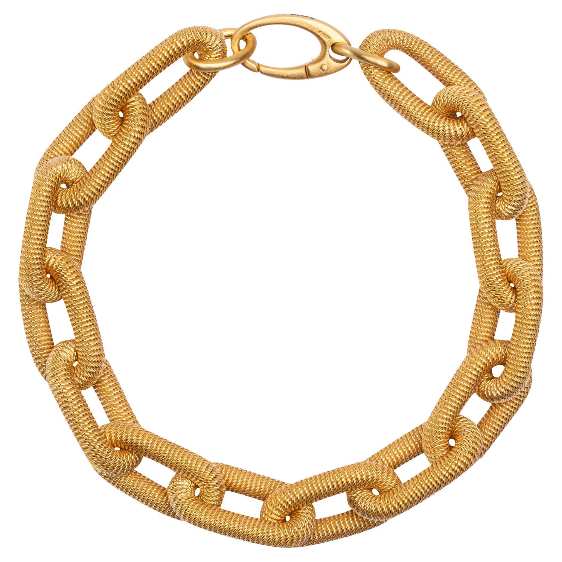 Alex Jona Gold-Plated Twisted Wire Sterling Silver Elongated Link Chain Bracelet
